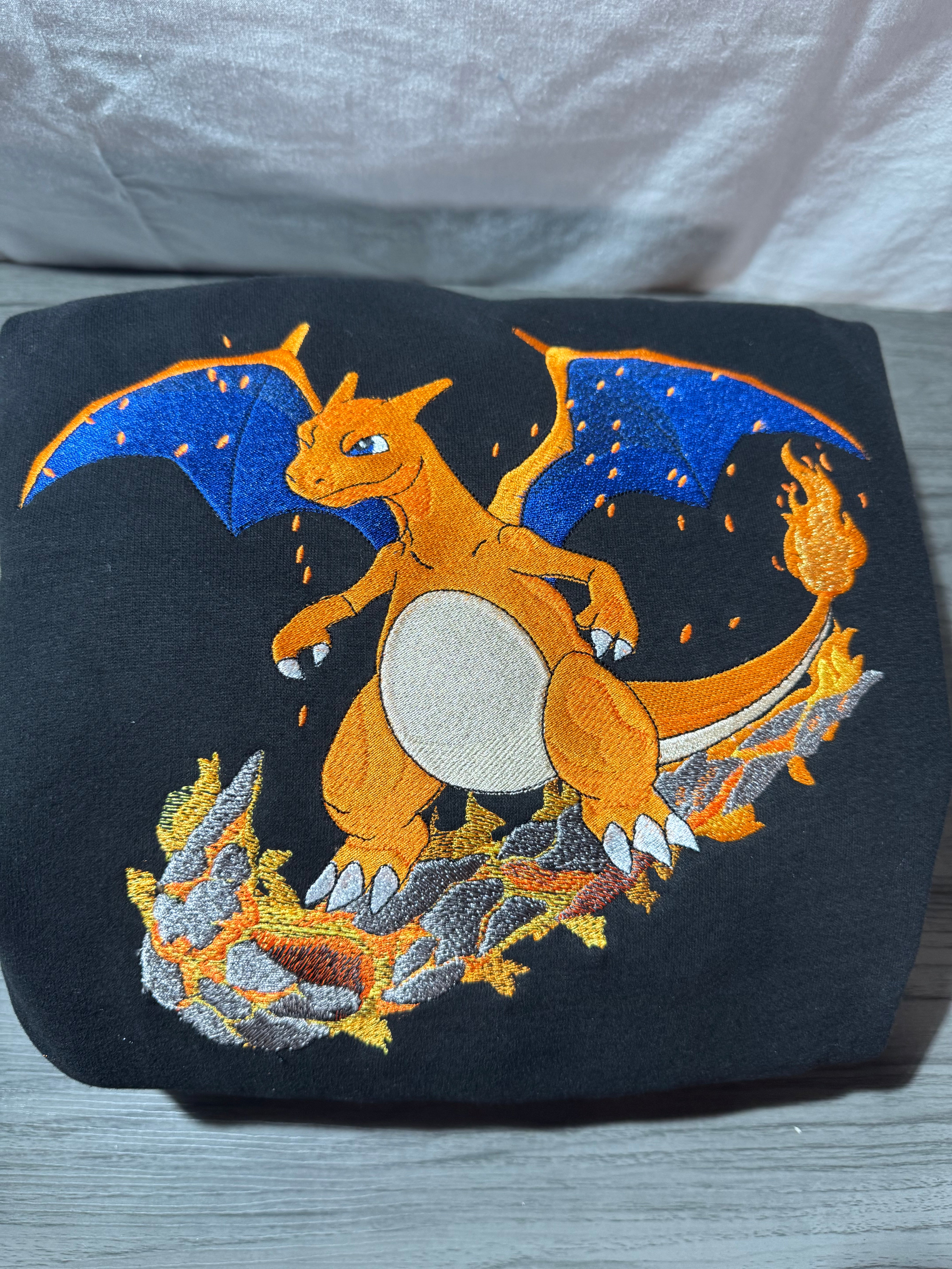 Fire Dragon Custom Embroidered Hoody - Front, Back and both Logo Designs - Adult and Children