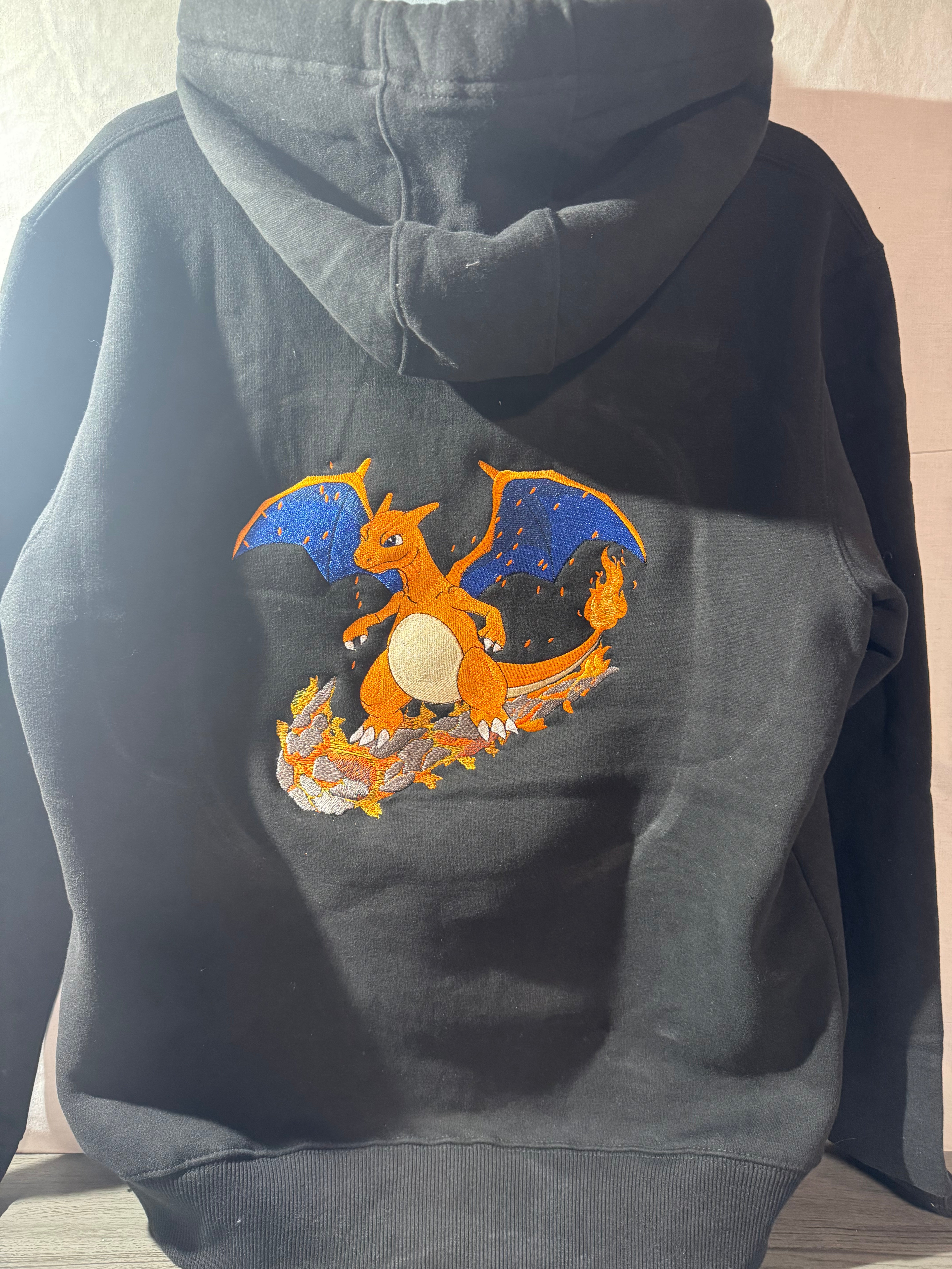 Fire Dragon Custom Embroidered Hoody - Front, Back and both Logo Designs - Adult and Children