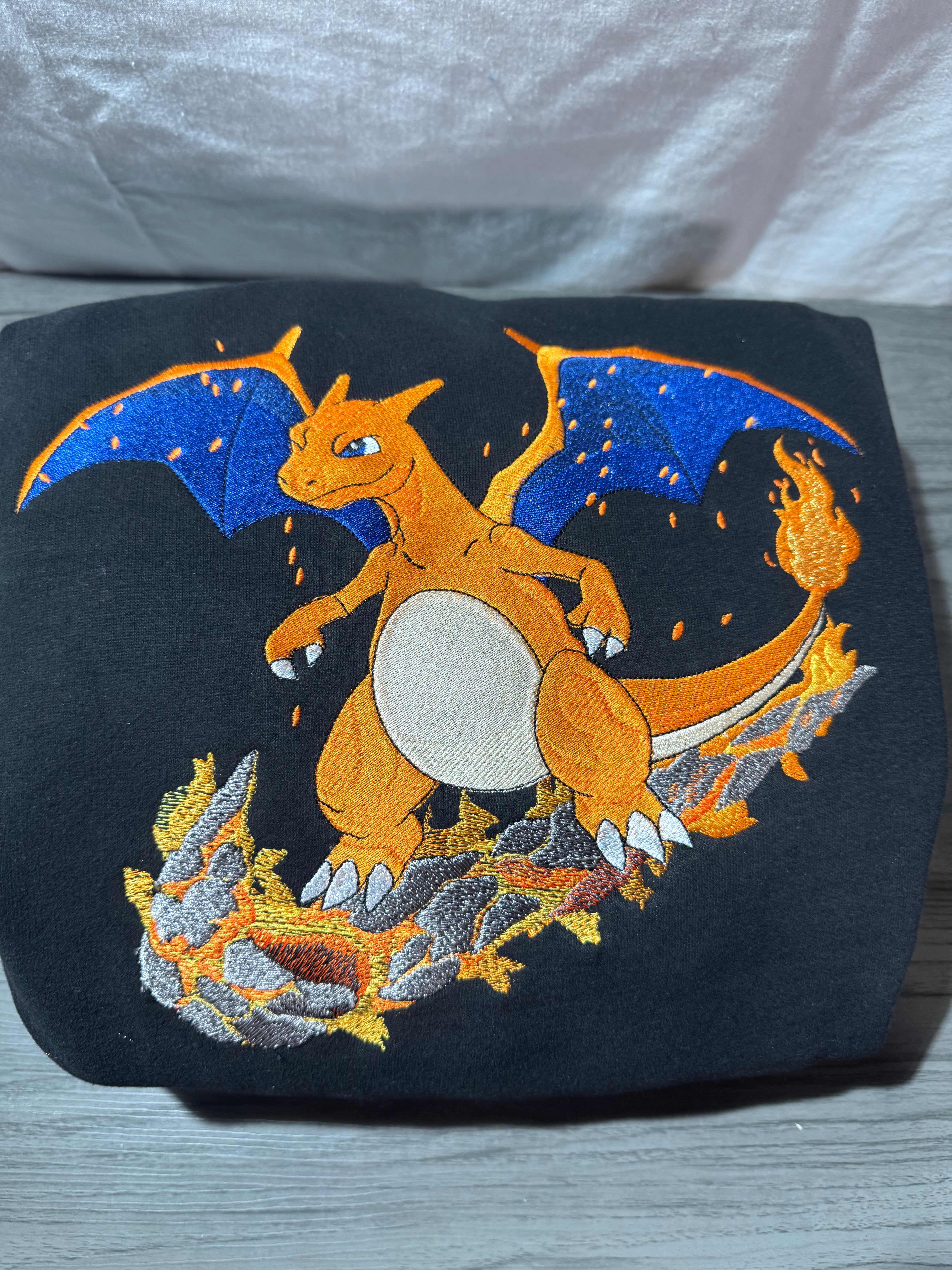 Fire Dragon Custom Embroidered Hoody - Front, Back and both Logo Designs - Adult and Children
