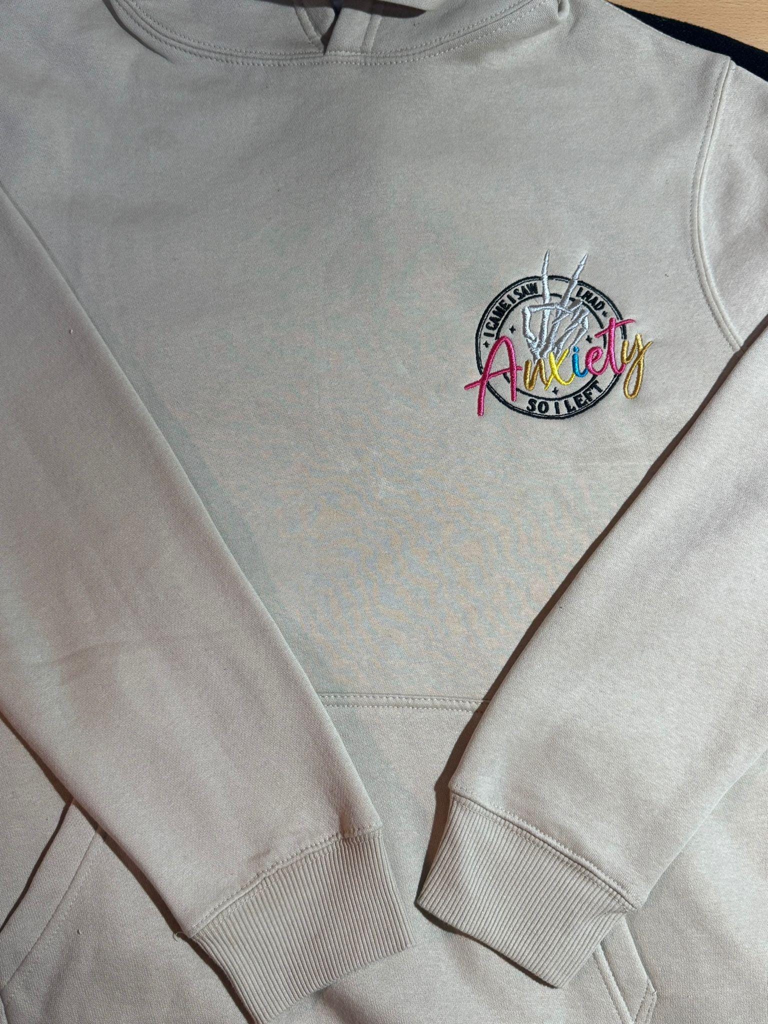 Embroidered Anxiety Hoodie: Unisex Pullover