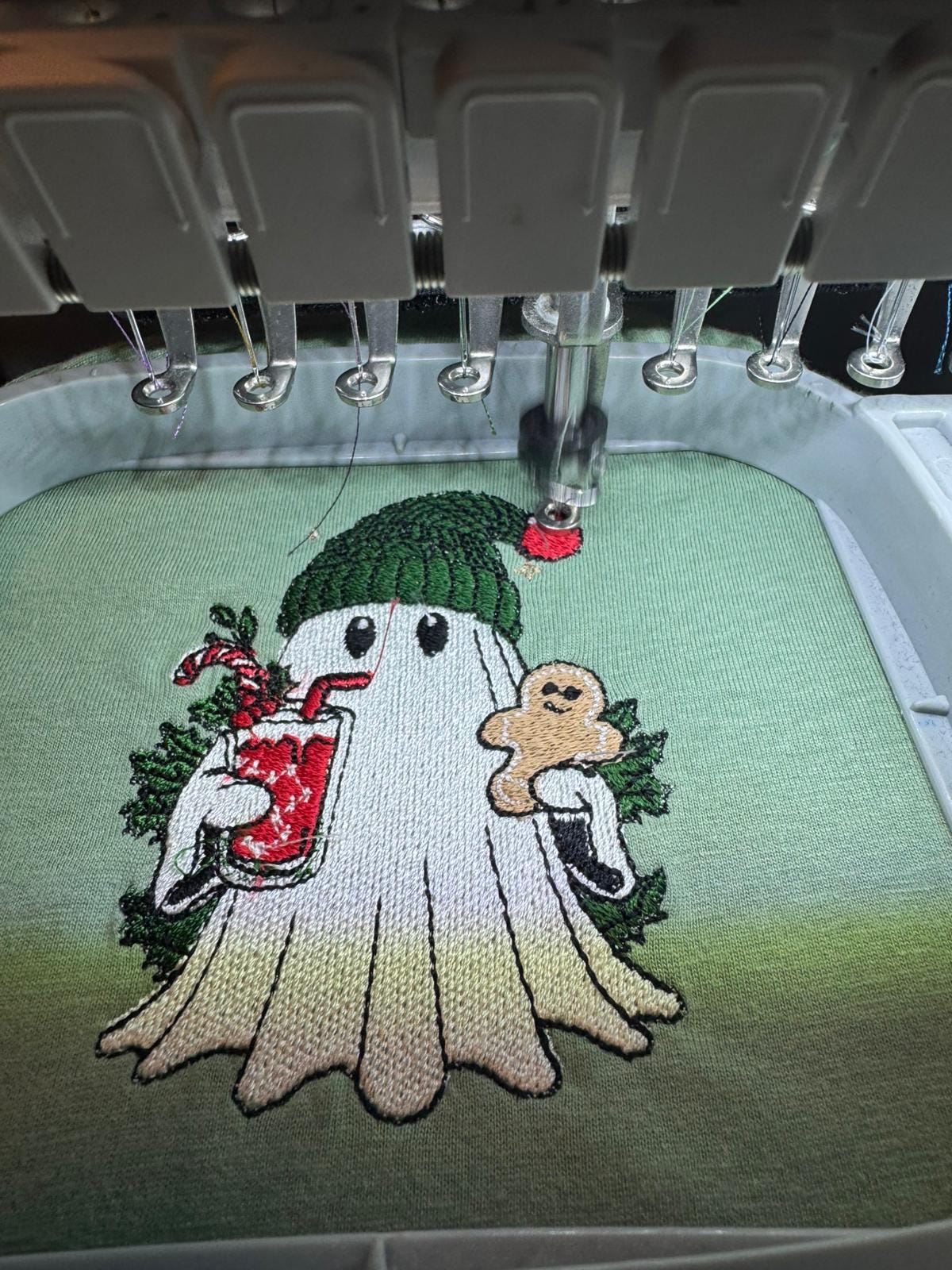Christmas Ghost Embroidered T Shirt