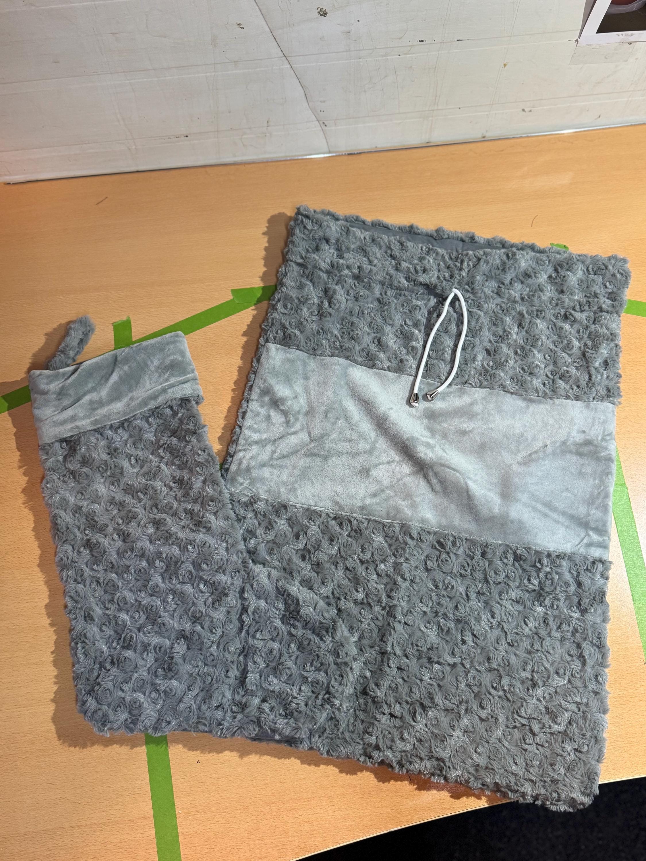 Plush 2 Piece Grey Christmas Stocking and Sack Embroided personalisation