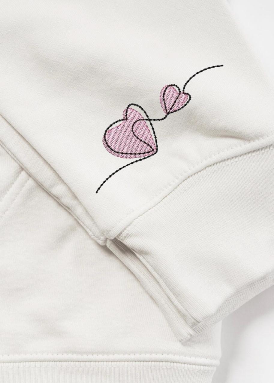 Embroidered love heart sleeve sweatshirt