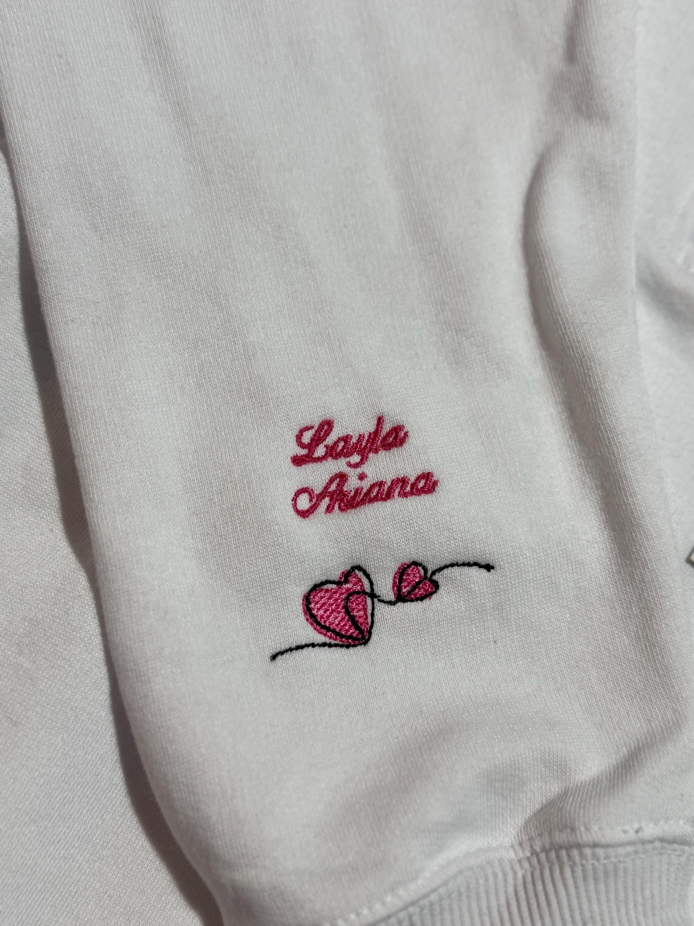 Mama embroidered 1/4 zip sweatshirt with sleeve personalisation