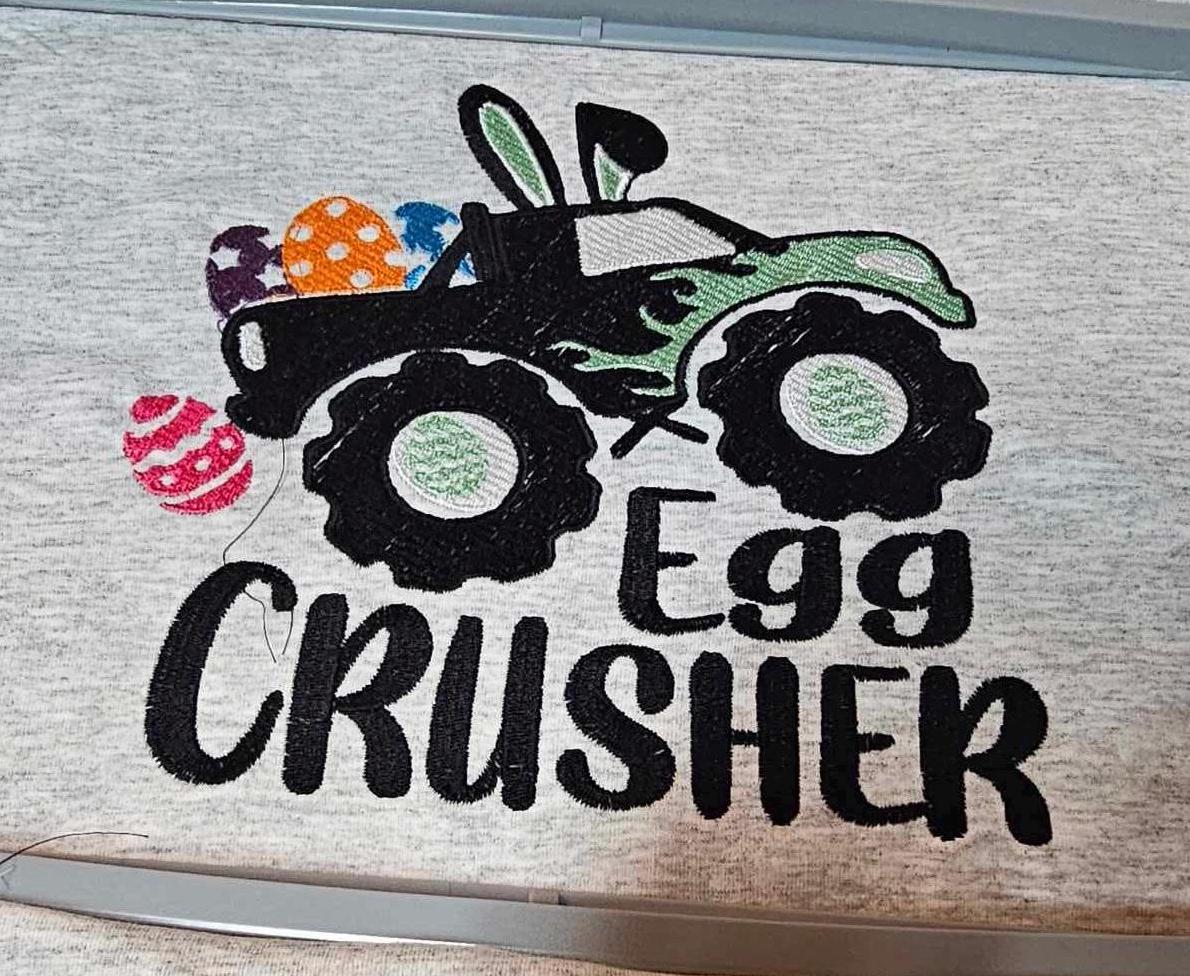 Easter monster truck embroidered tshirt