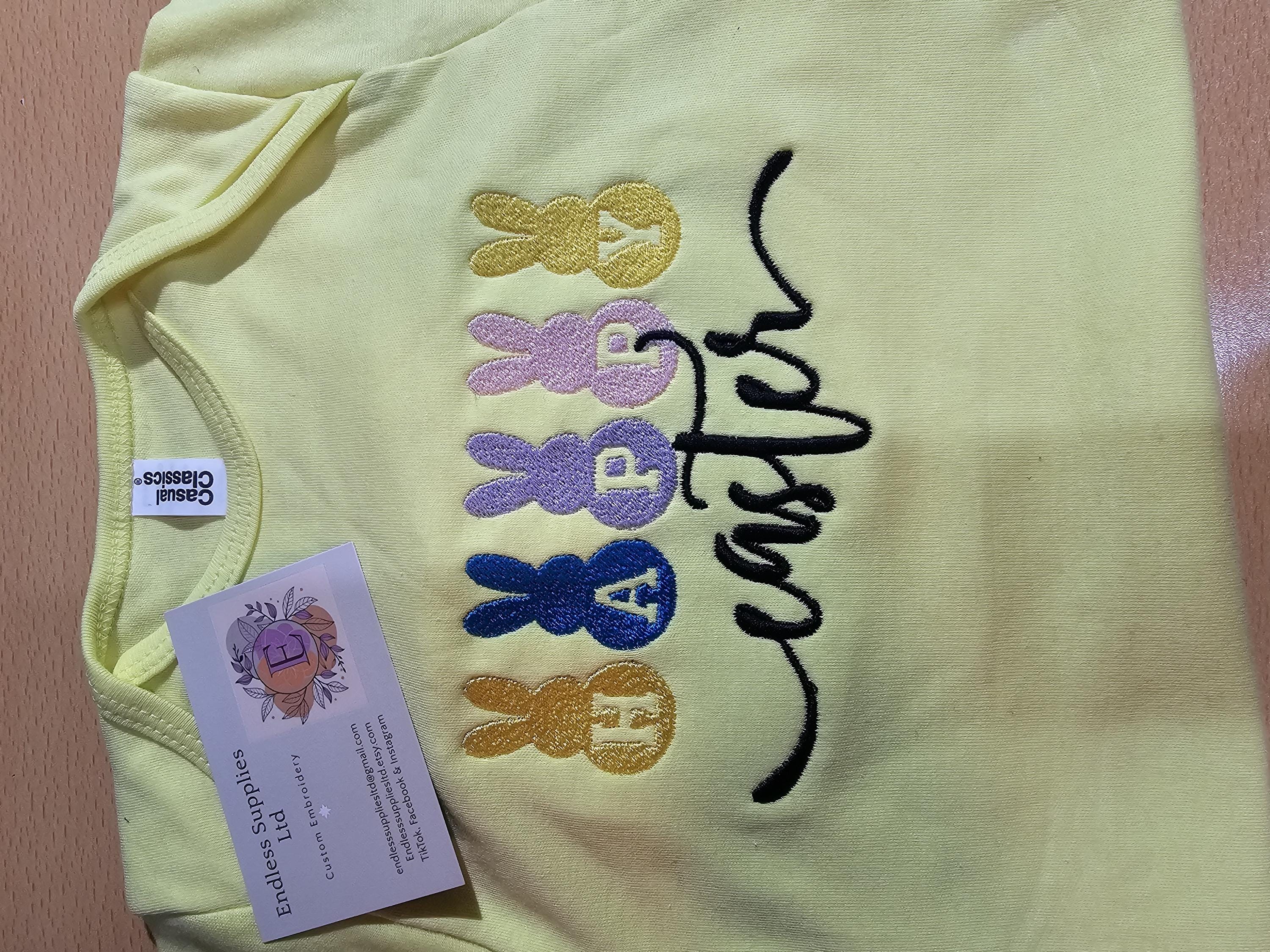 Embroidered Happy Easter Bunnies Adult Tshirt