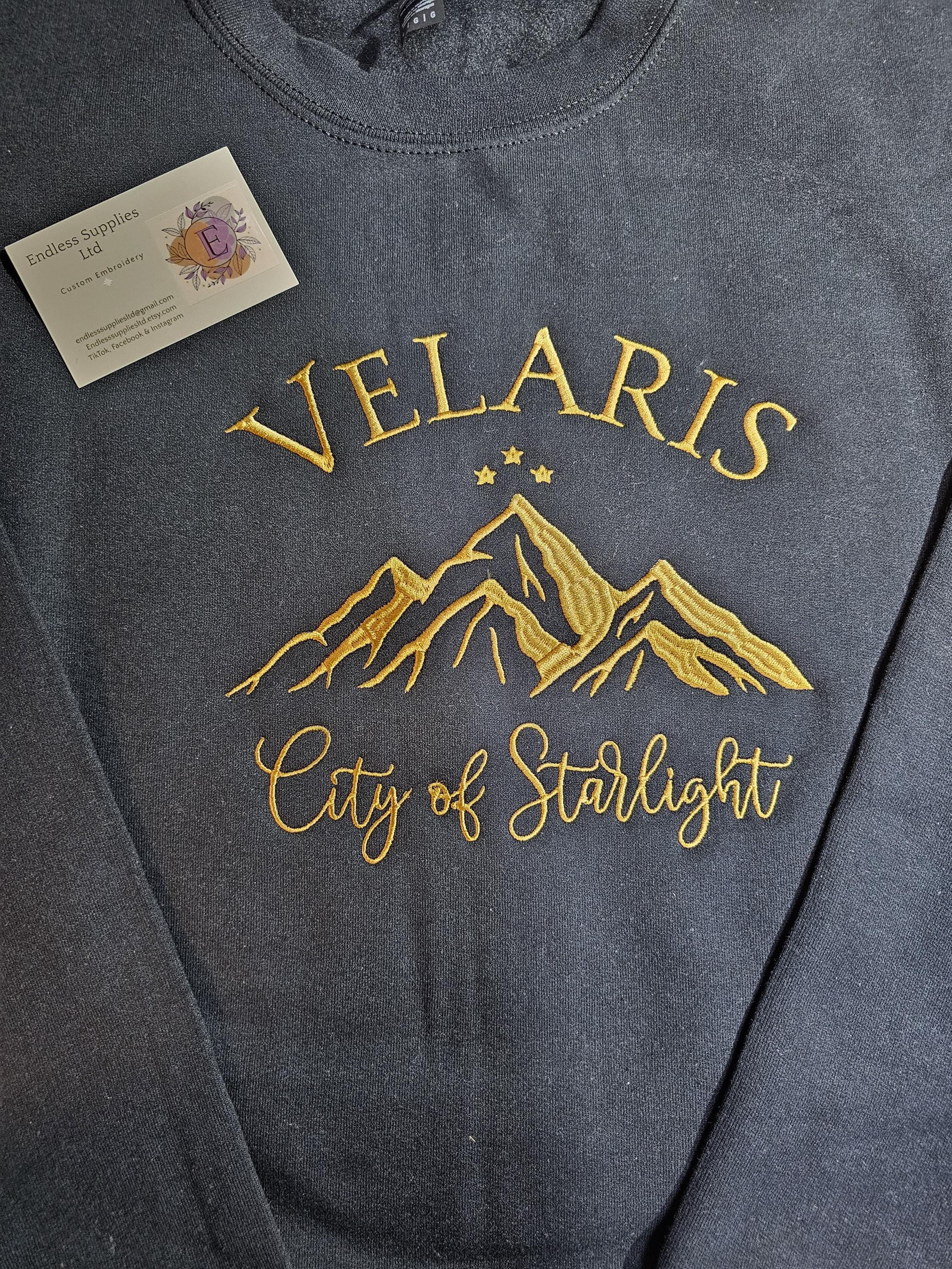 Velaris Embroidered Hoody: City of Starlight, Bookish Unisex Jumper