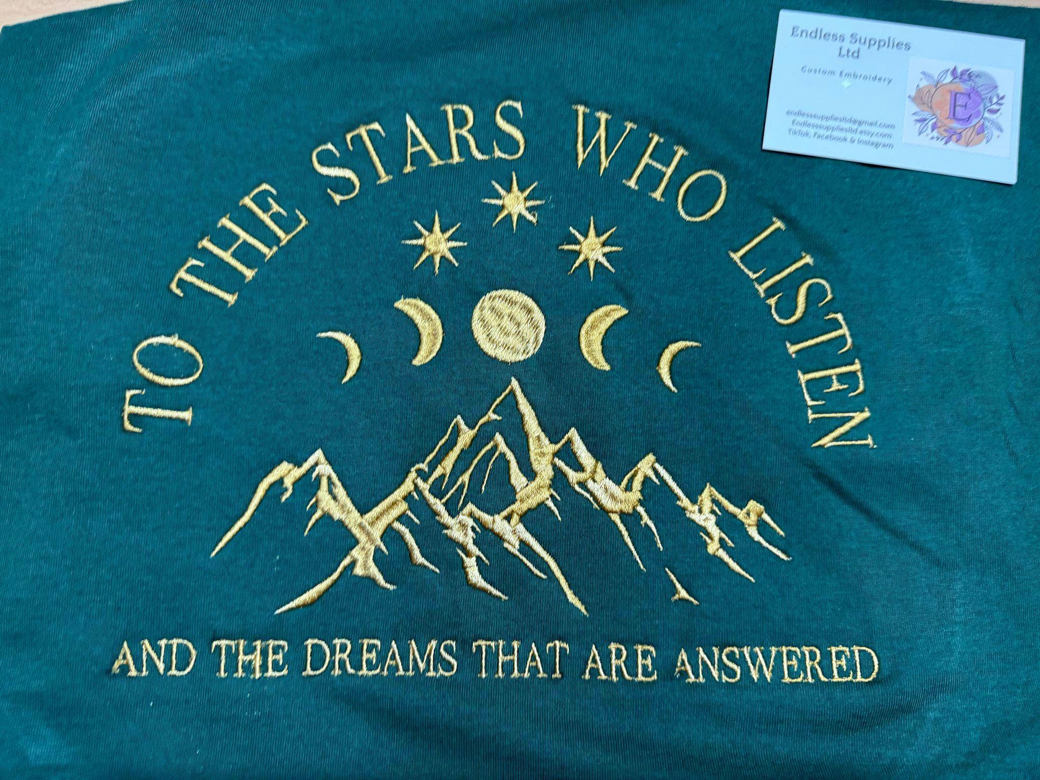 Embroidered 'Stars Who Listen' Sweatshirt - Velaris Unisex Jumper