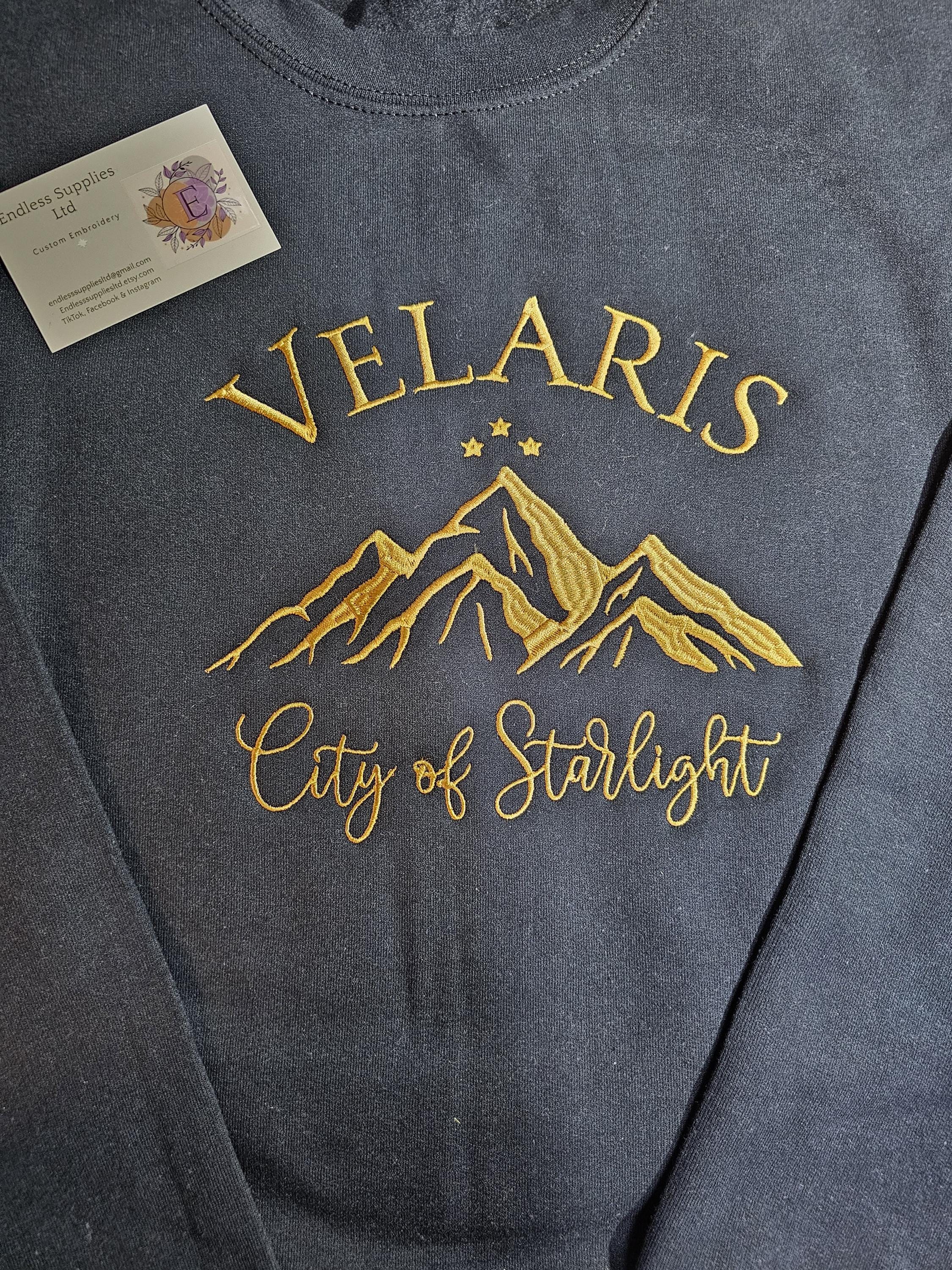 Velaris Embroidered Hoody: City of Starlight, Bookish Unisex Jumper