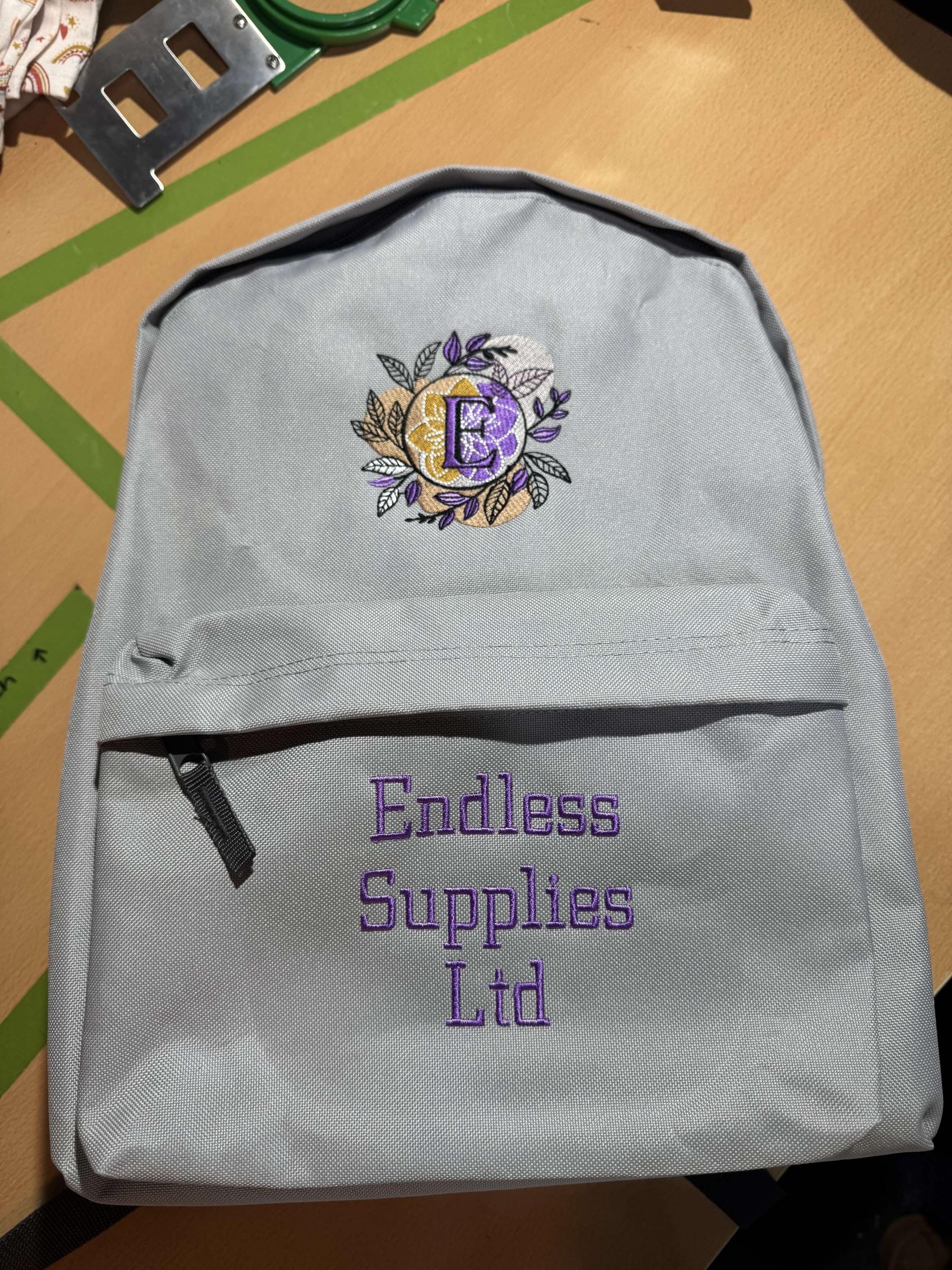 Embroidered Personalised Backpack 1 Pocket Embroidery