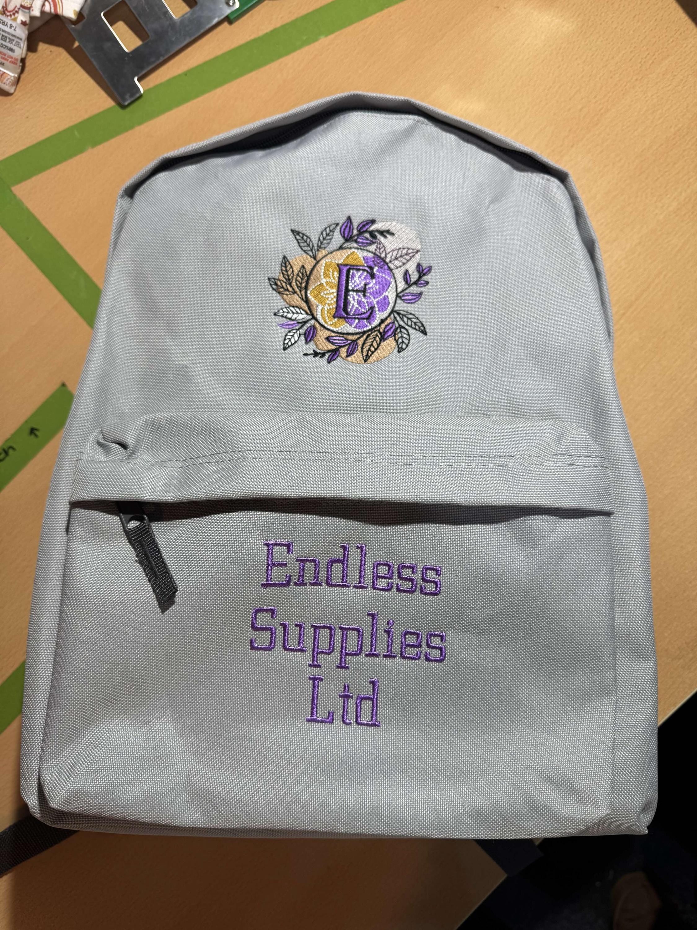 Embroidered Personalised Backpack 1 Pocket Embroidery