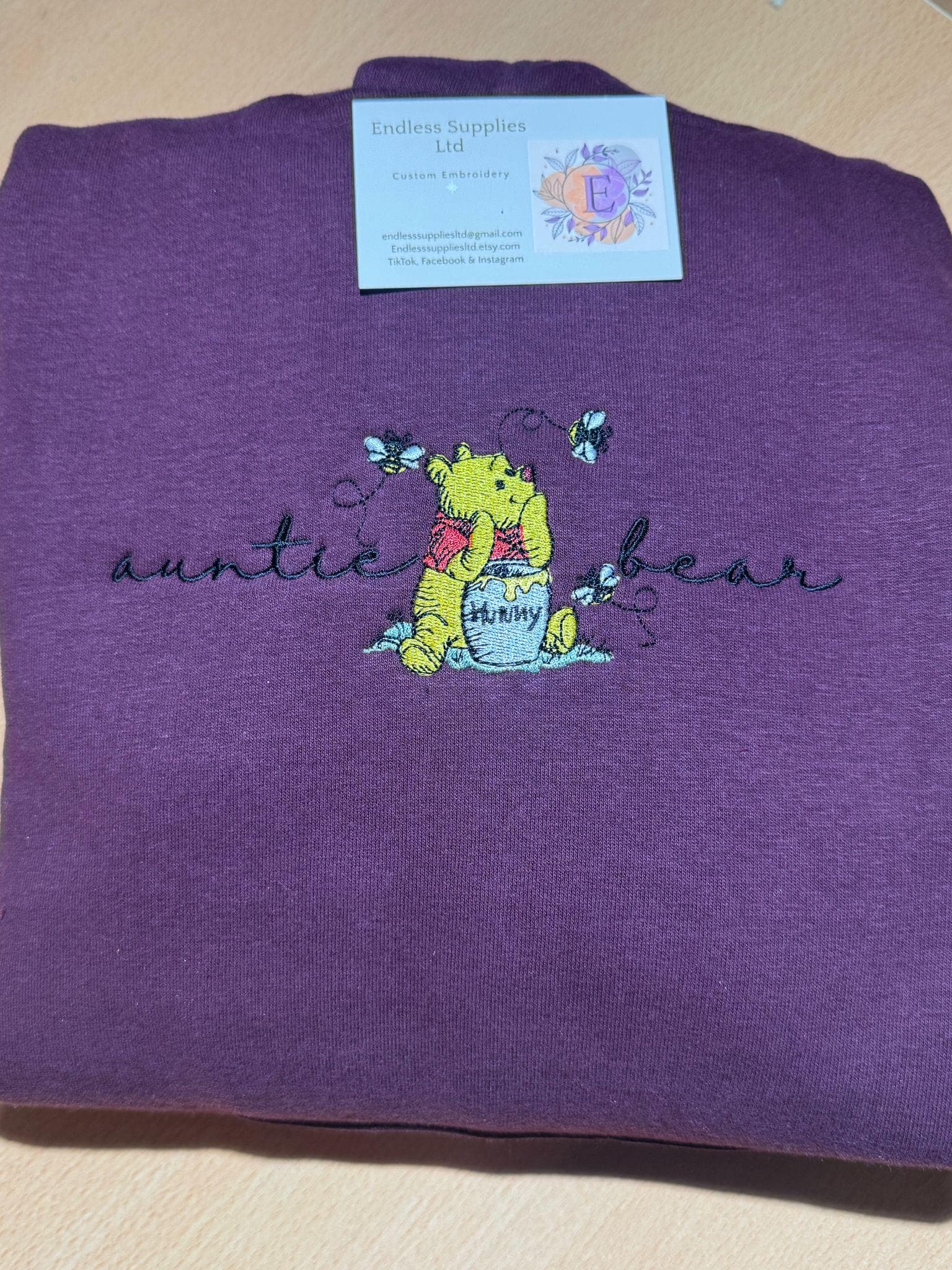 Auntie Bear Embroidered Hoody