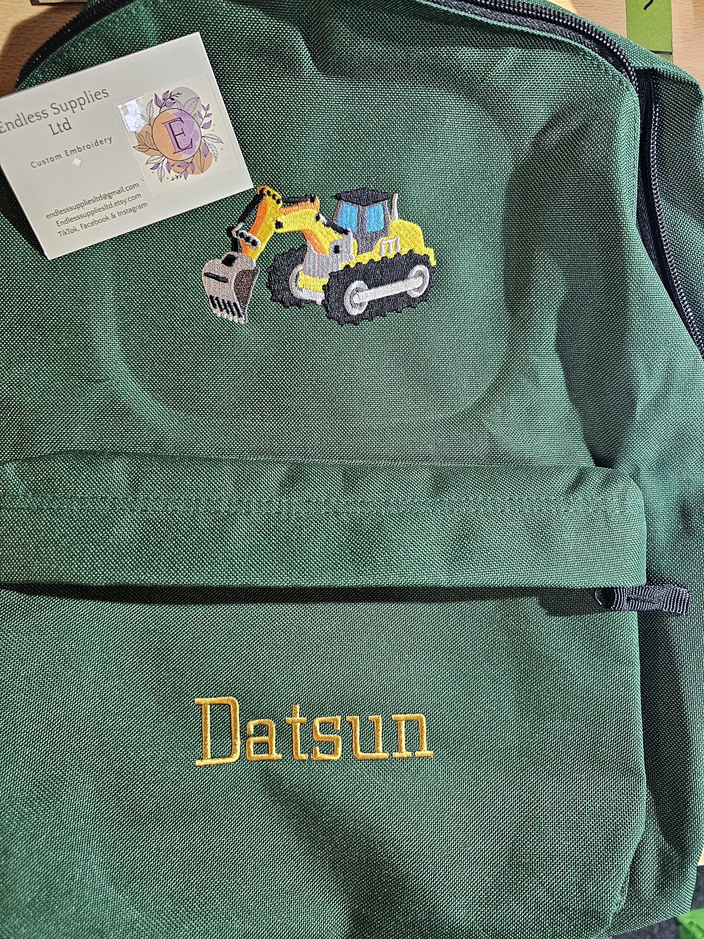 Embroidered Trucks Personalised Backpack Embroidery 7 different trucks