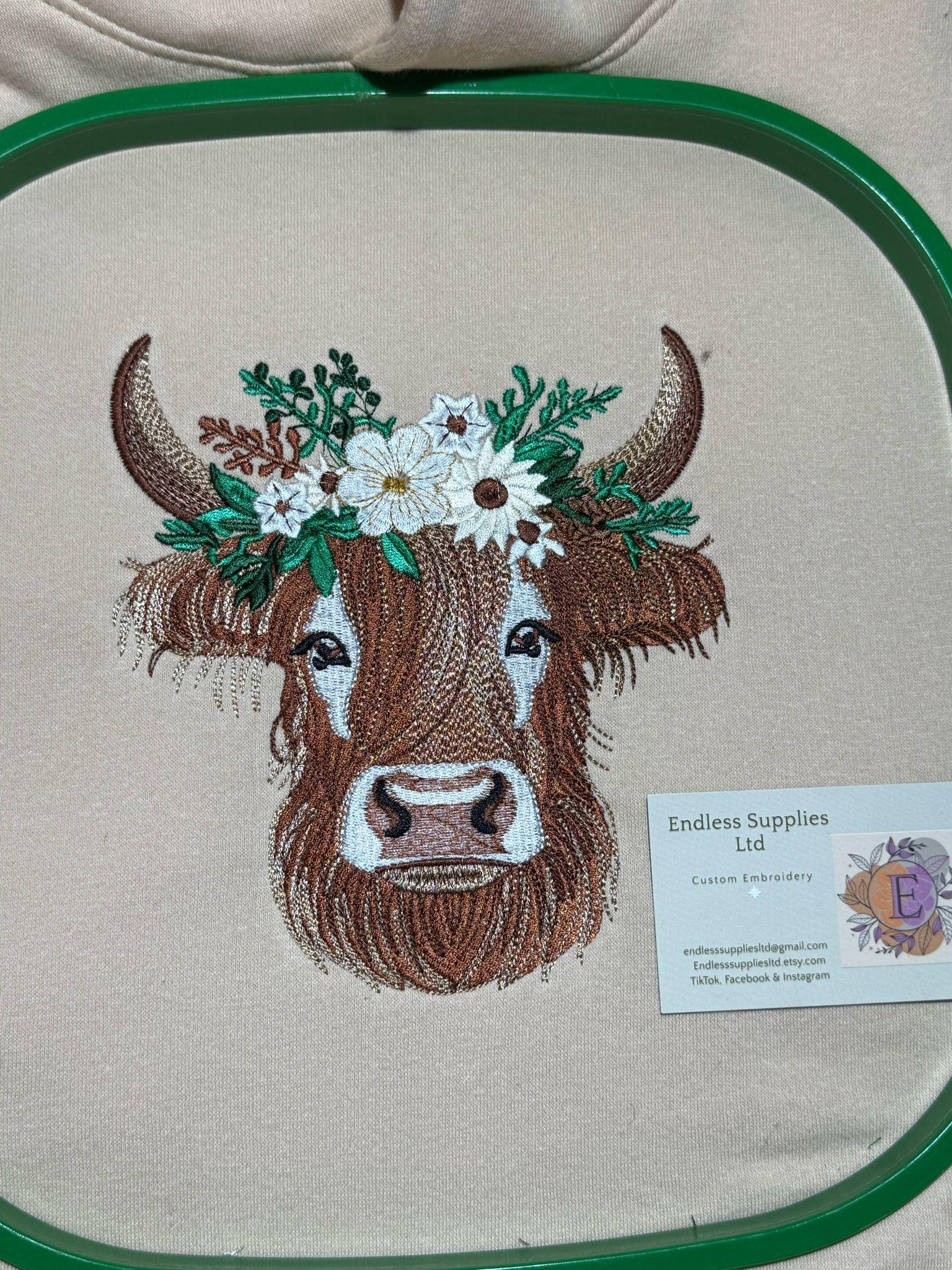 Highland Cow Embroidered Hoody - Medium Logo