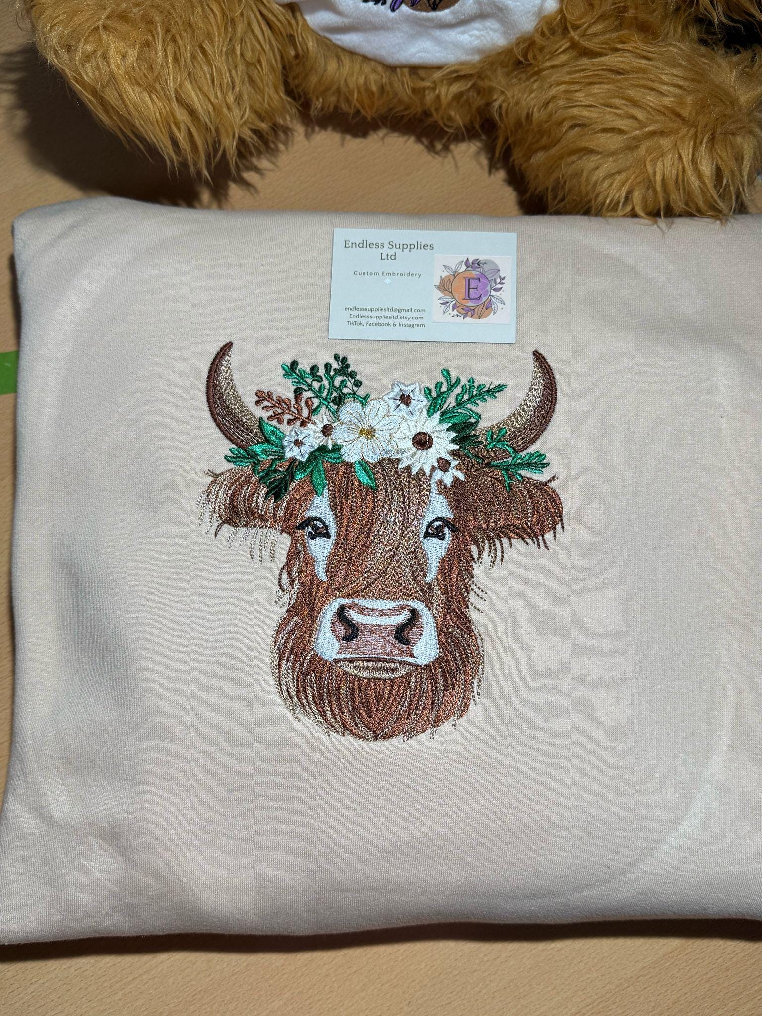 Highland Cow Embroidered Sweatshirt - Medium