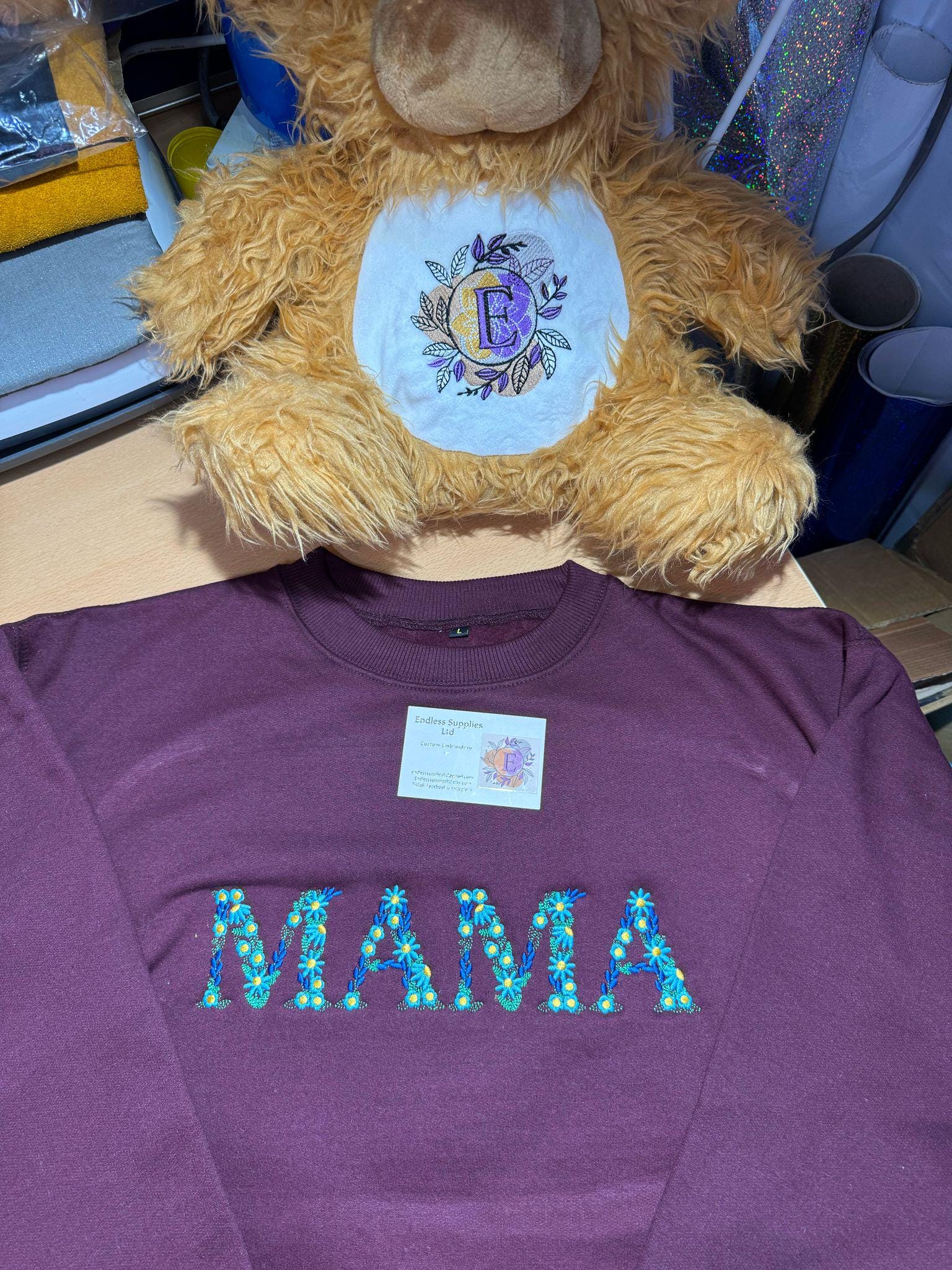Mama floral Embroidered Sweatshirt