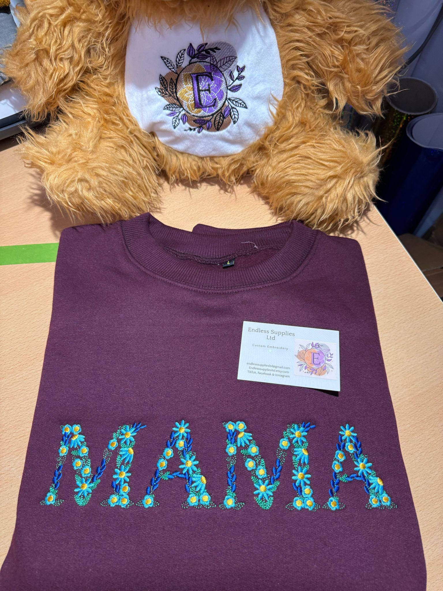 Mama floral Embroidered Sweatshirt