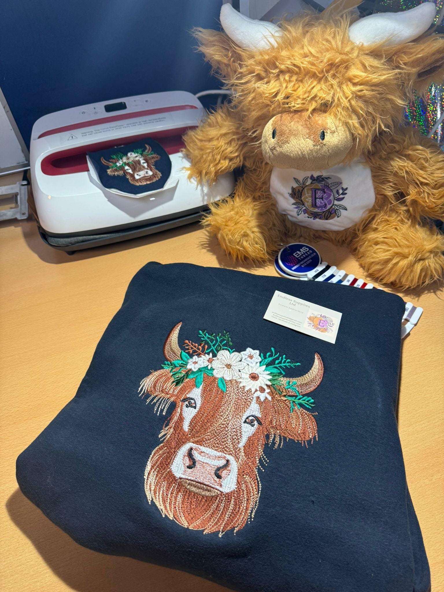 Highland Cow Embroidered Hoody - Medium Logo