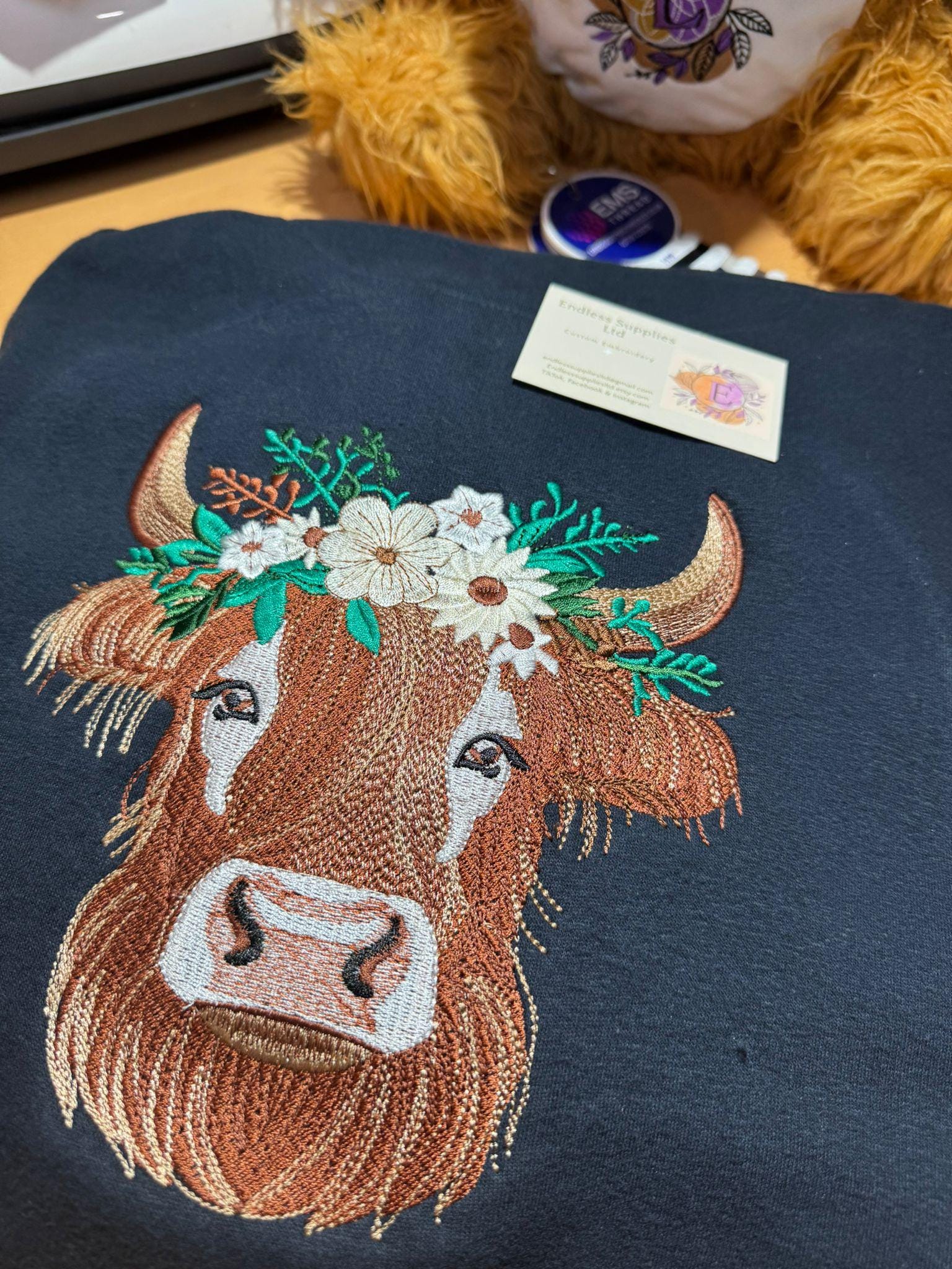 Highland Cow Embroidered Hoody - Medium Logo