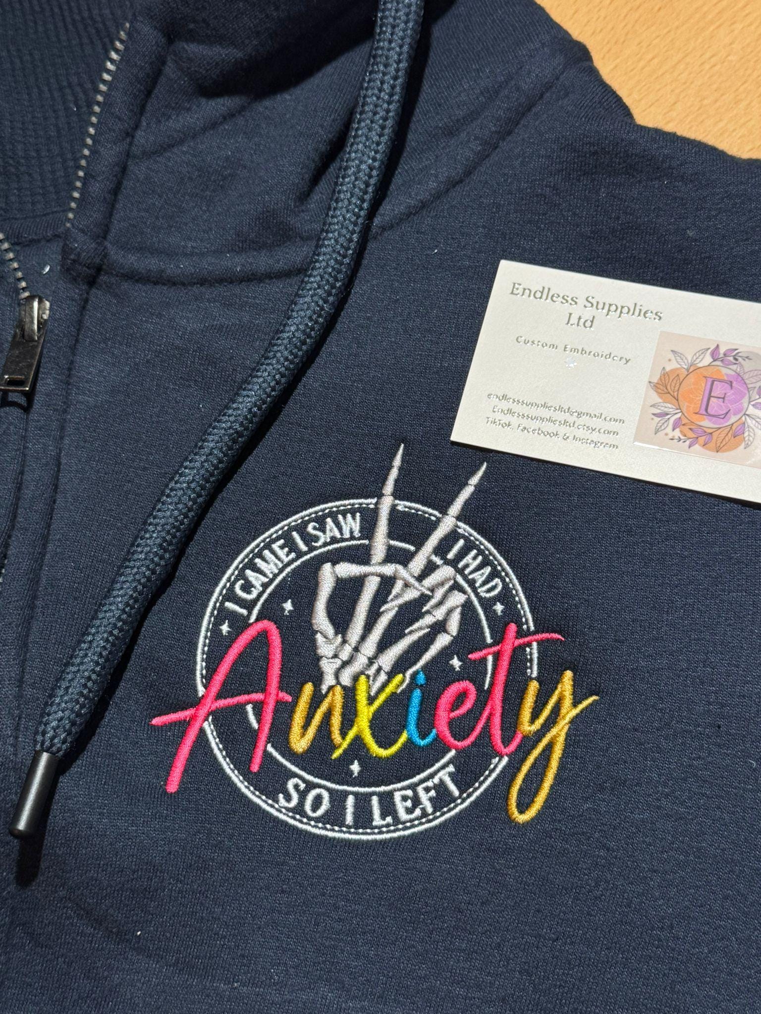 Embroidered Anxiety Hoodie: Unisex Pullover