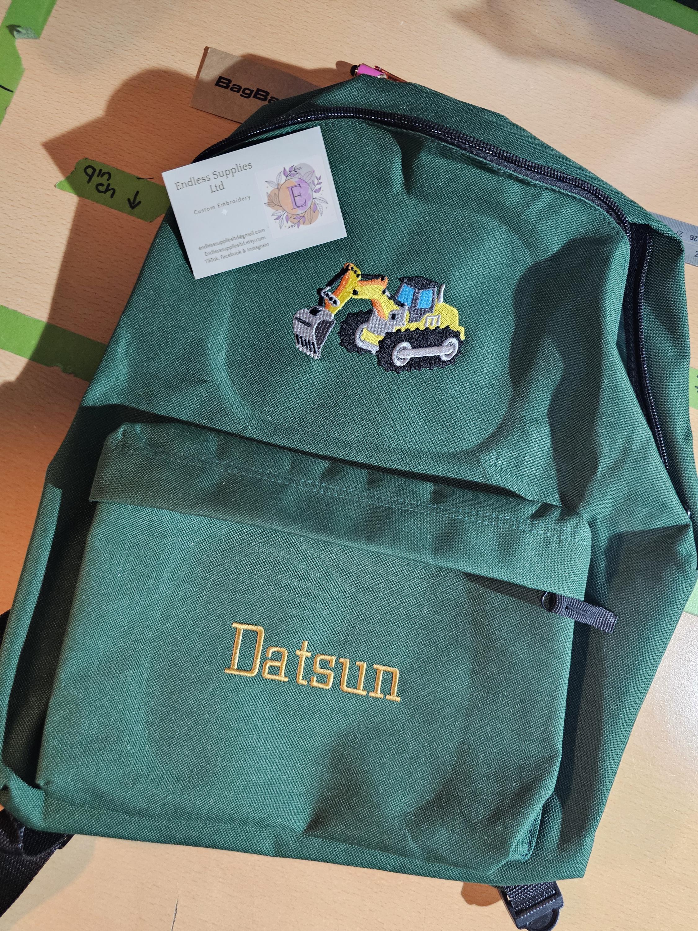 Embroidered Trucks Personalised Backpack Embroidery 7 different trucks