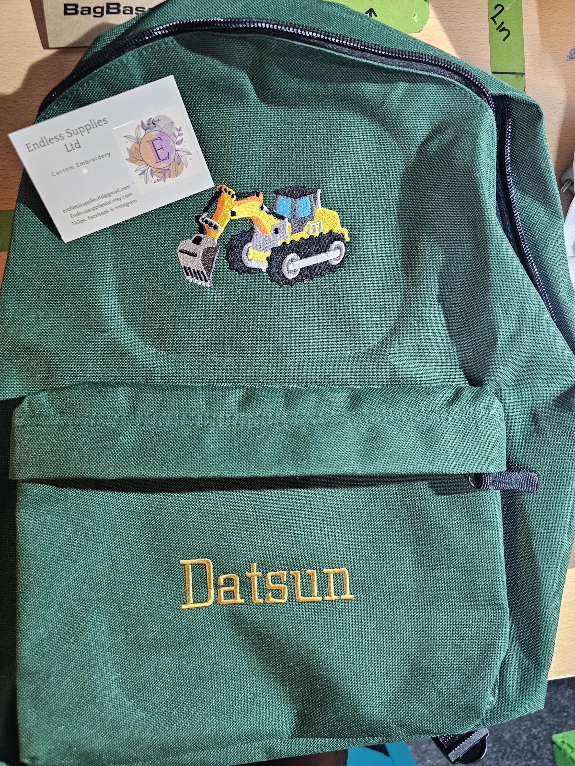 Embroidered Trucks Personalised Backpack Embroidery 7 different trucks