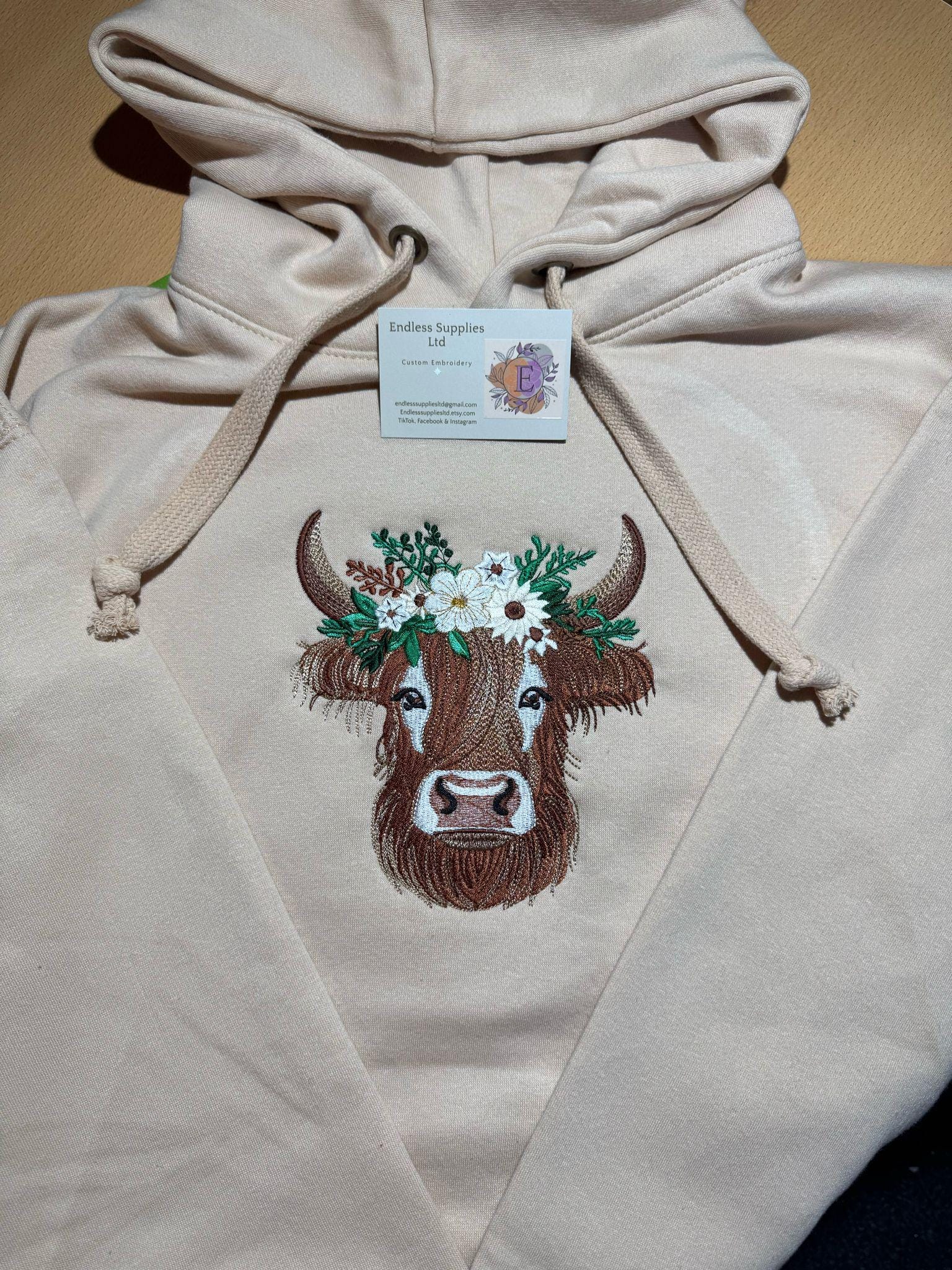Highland Cow Embroidered Hoody - Medium Logo