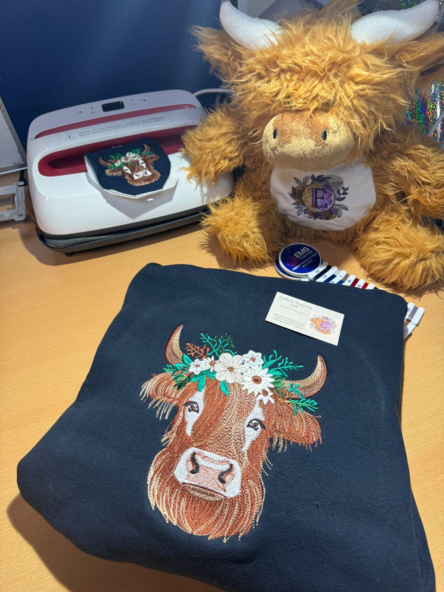 Highland Cow Embroidered Hoody - Medium Logo