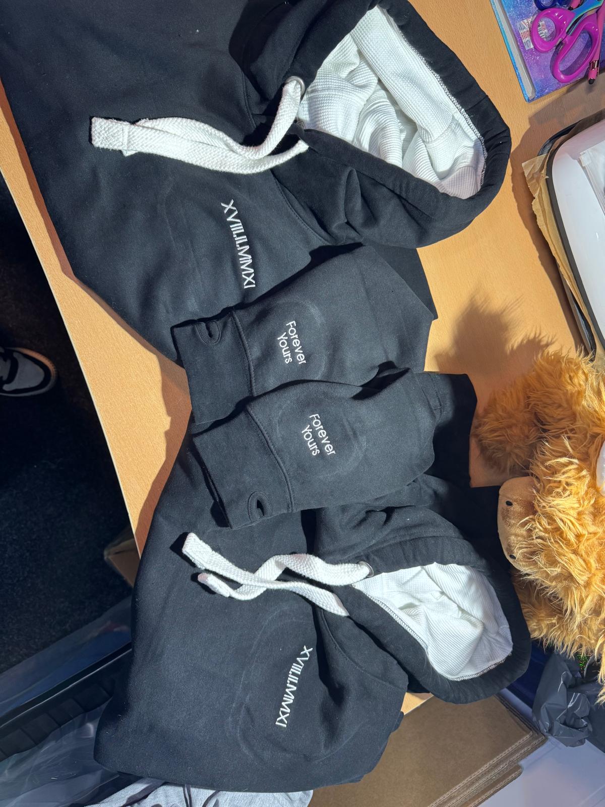 Couples Personalised Embroidered Date Hoodies - Includes 2 Hoodies