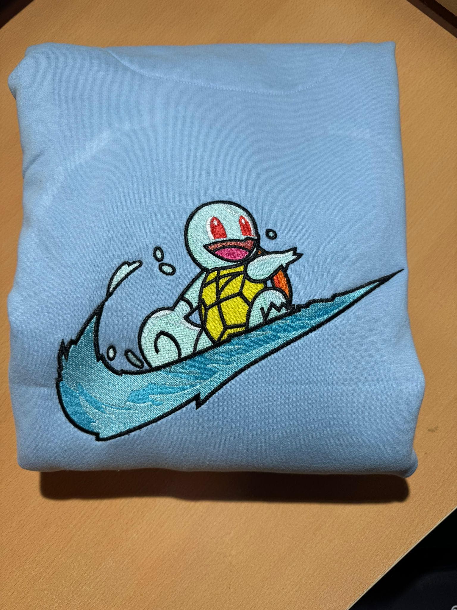 Squirtle Custom Embroidered Hoody - Front, Back and both Logo Designs - Adult and Children