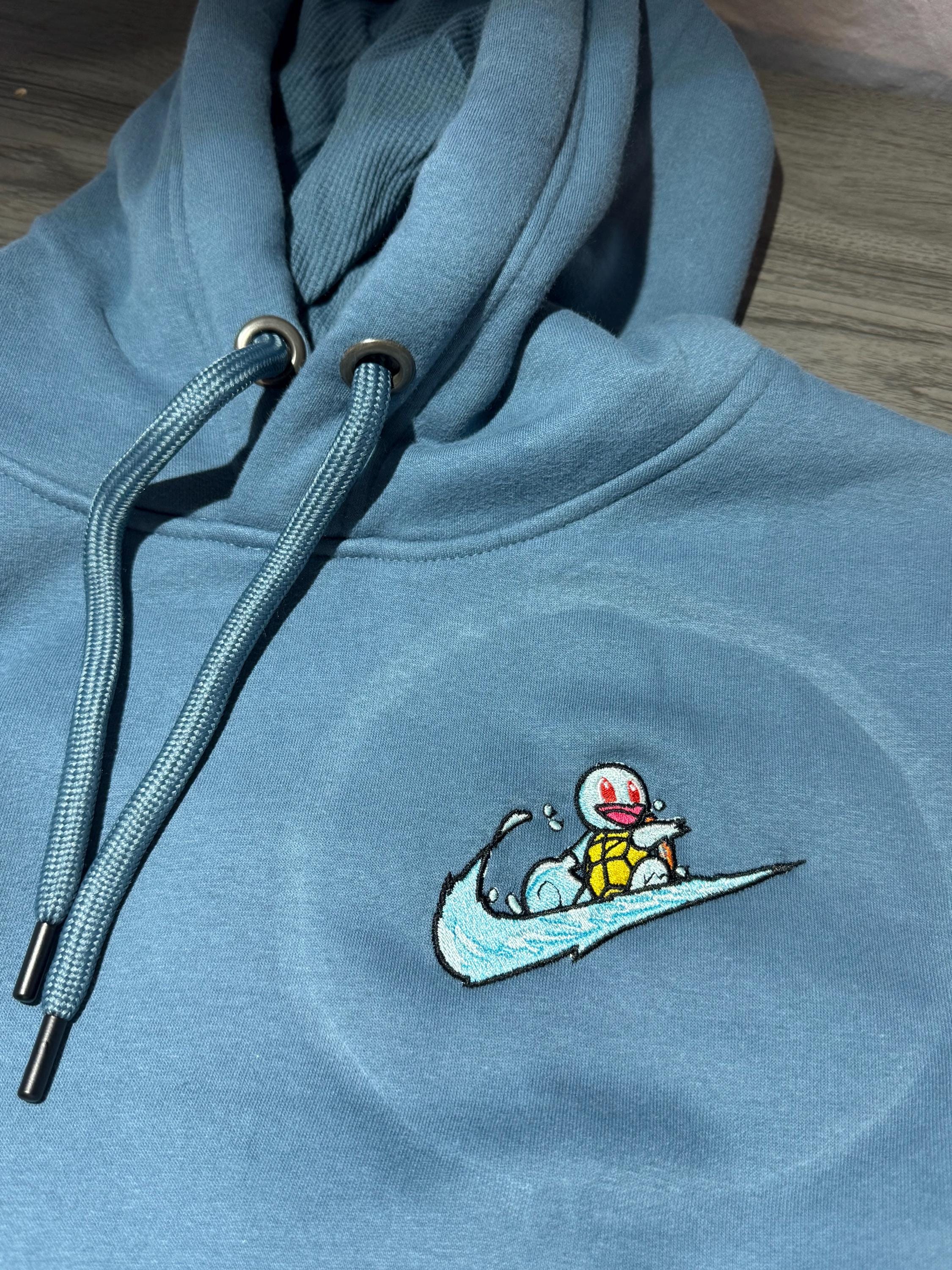 Squirtle Custom Embroidered Hoody - Front, Back and both Logo Designs - Adult and Children