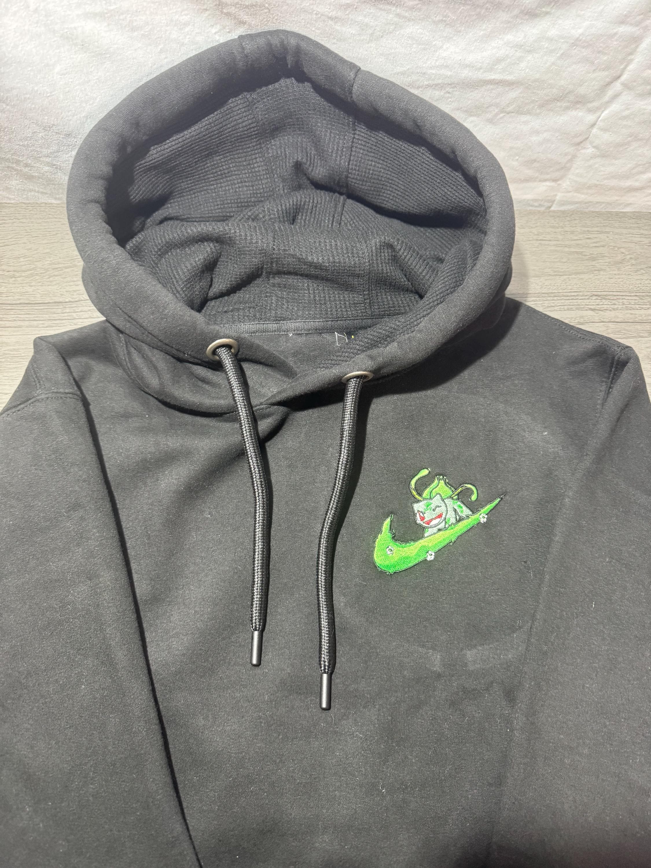 Bulbasaur Custom Embroidered Hoody - Front, Back and both Logo Designs - Adult and Children