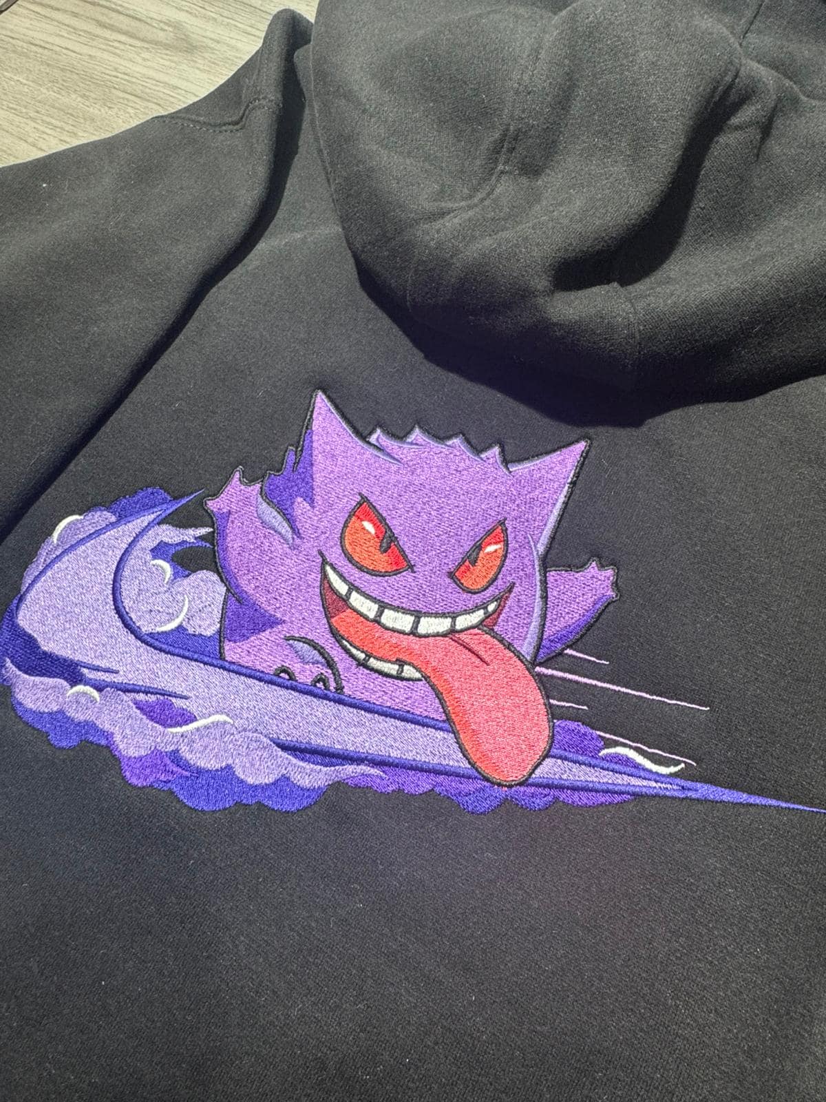 Gengar Custom Embroidered Hoody - Front, Back and both Logo Designs - Adult and Children