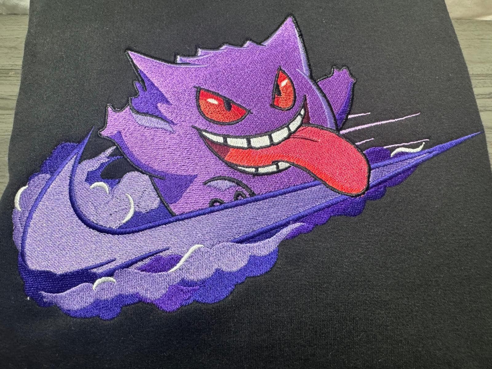 Gengar Custom Embroidered Hoody - Front, Back and both Logo Designs - Adult and Children