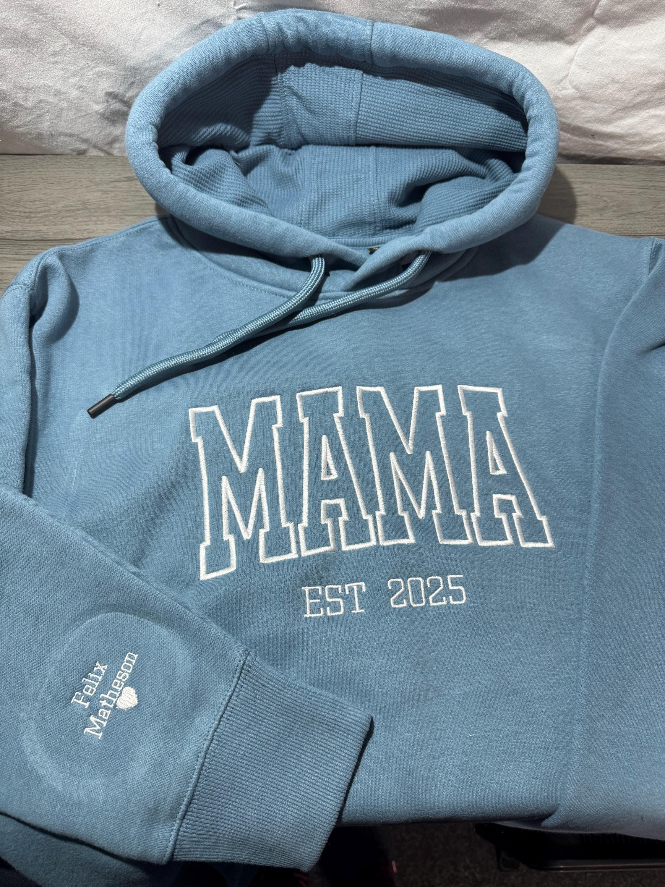Mama personalised embroidered hoodie with childrens name
