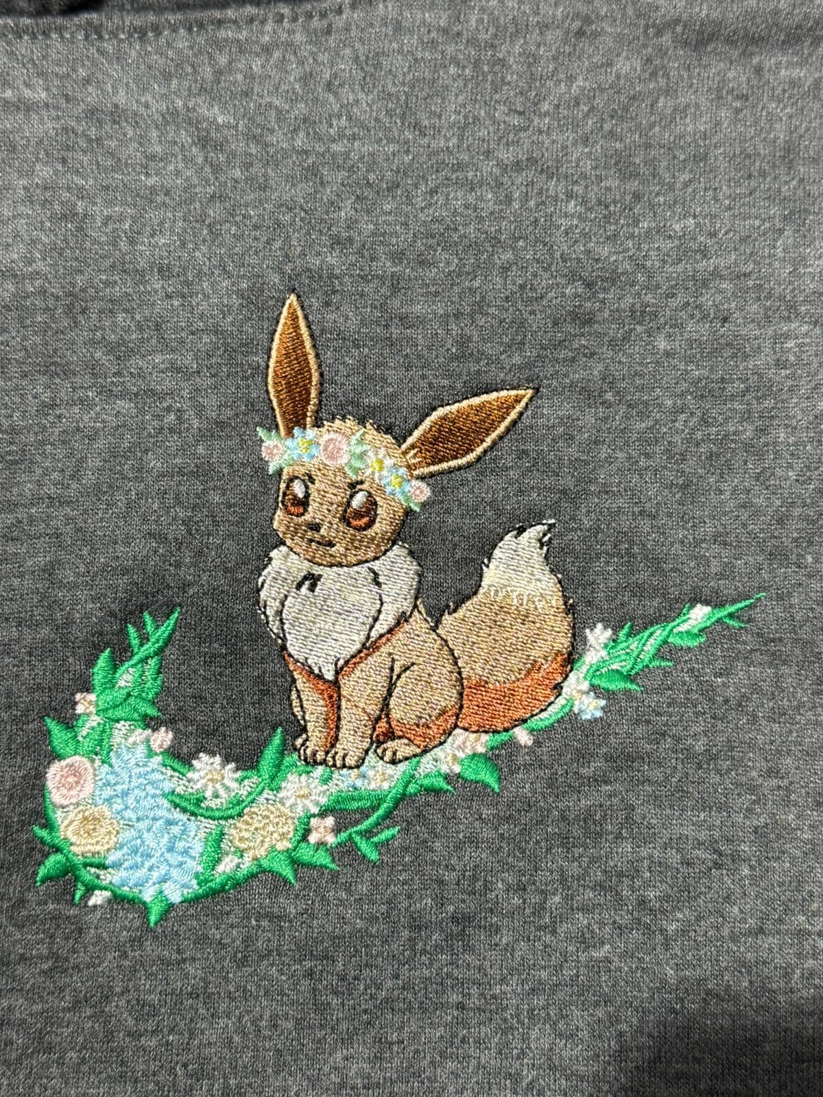 Eevee Custom Embroidered Hoody - Front, Back and both Logo Designs - Adult and Children