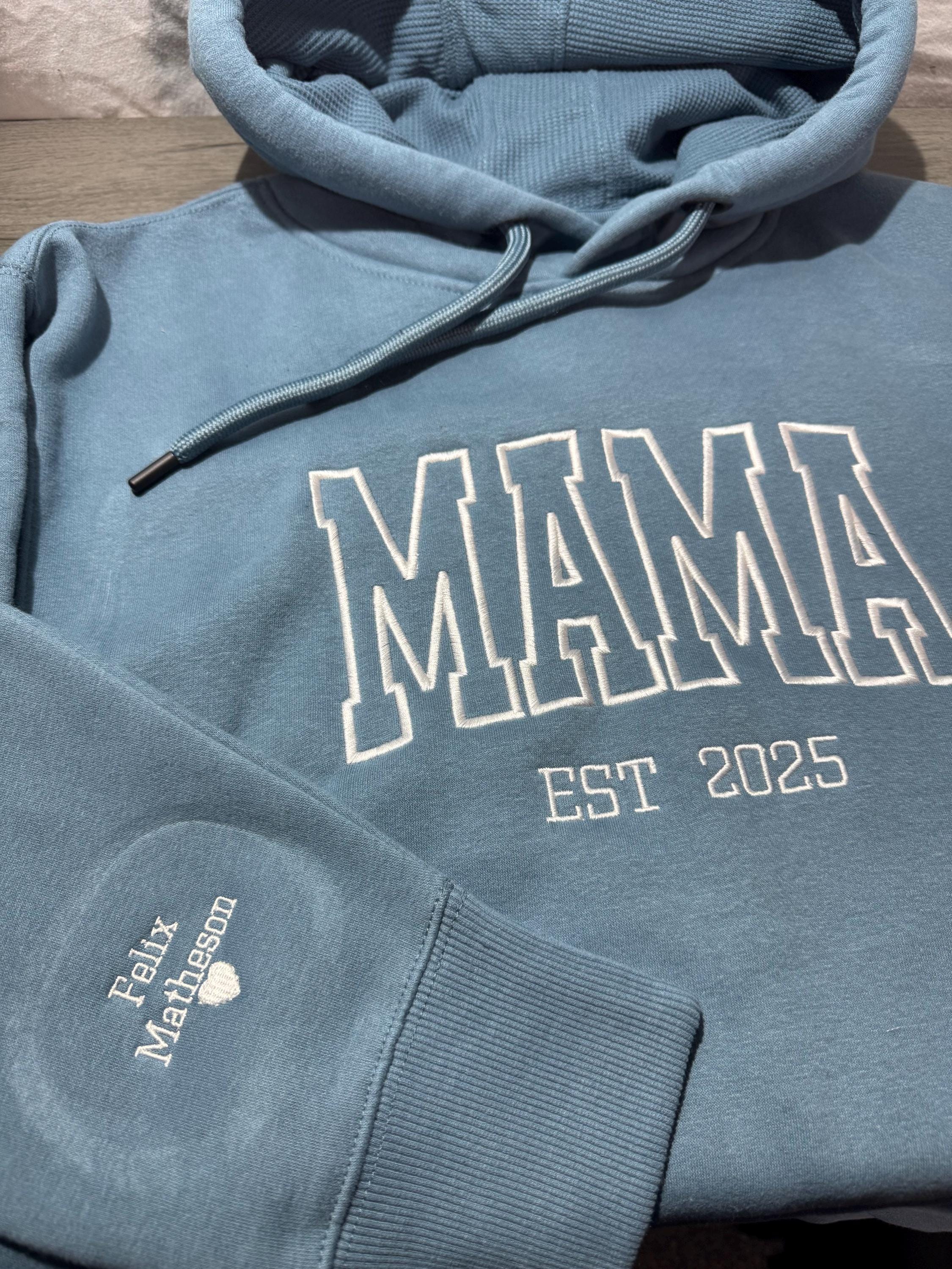 Mama personalised embroidered hoodie with childrens name