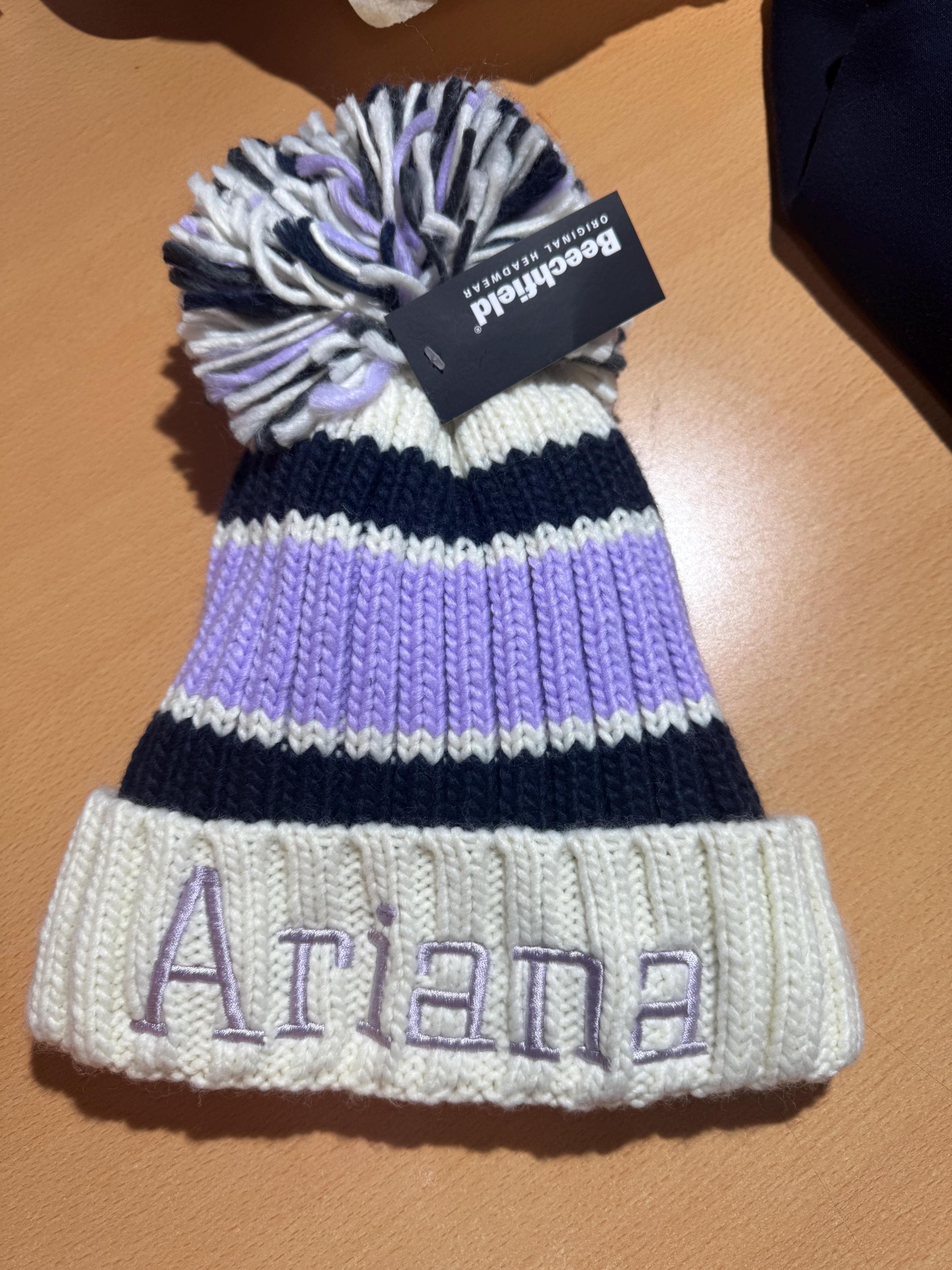 winter beanie hats embroidered name design Knitted Beanie Hat