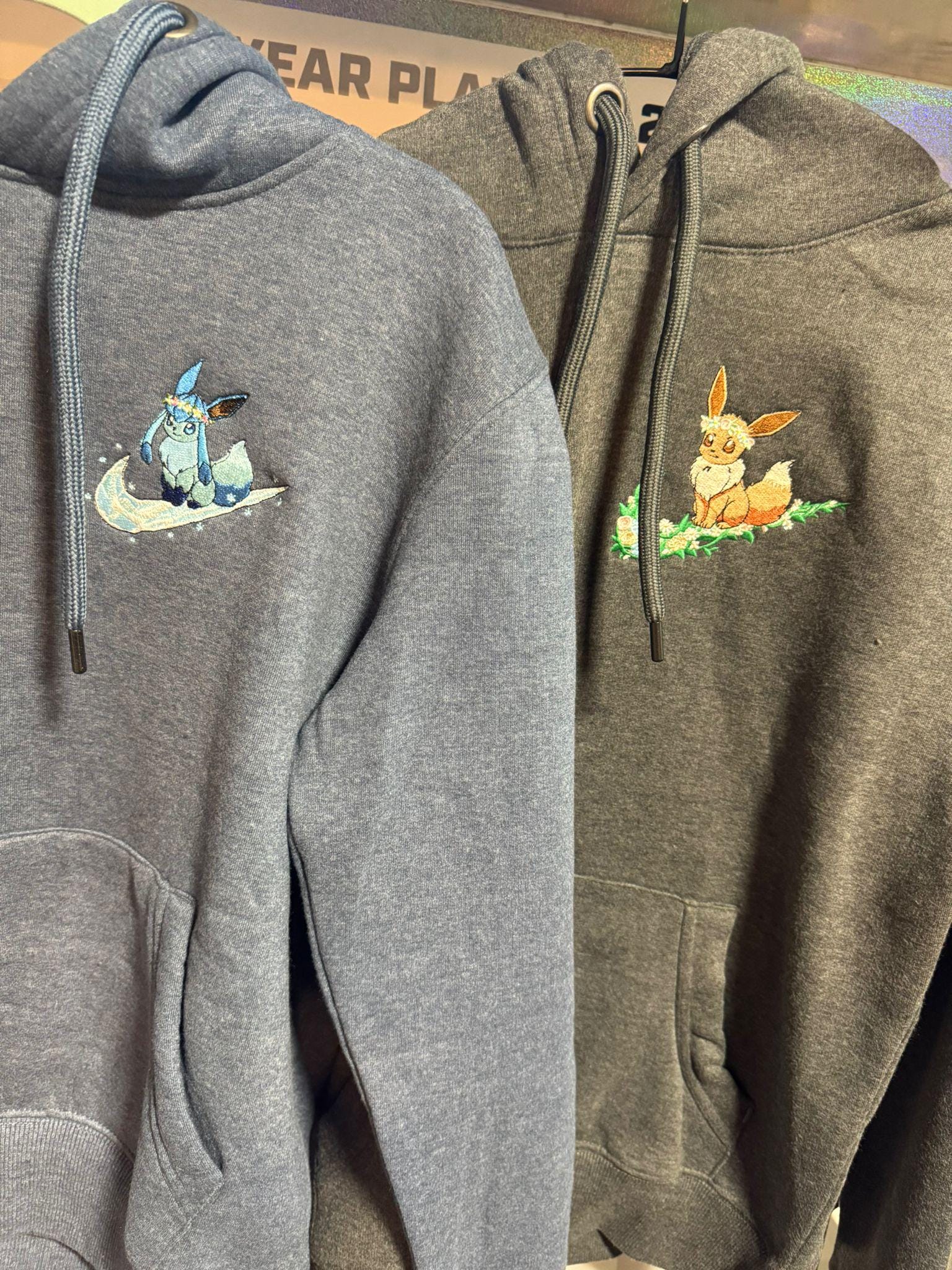 Glaceon Custom Embroidered Hoody - Front, Back and both Logo Designs - Adult and Children
