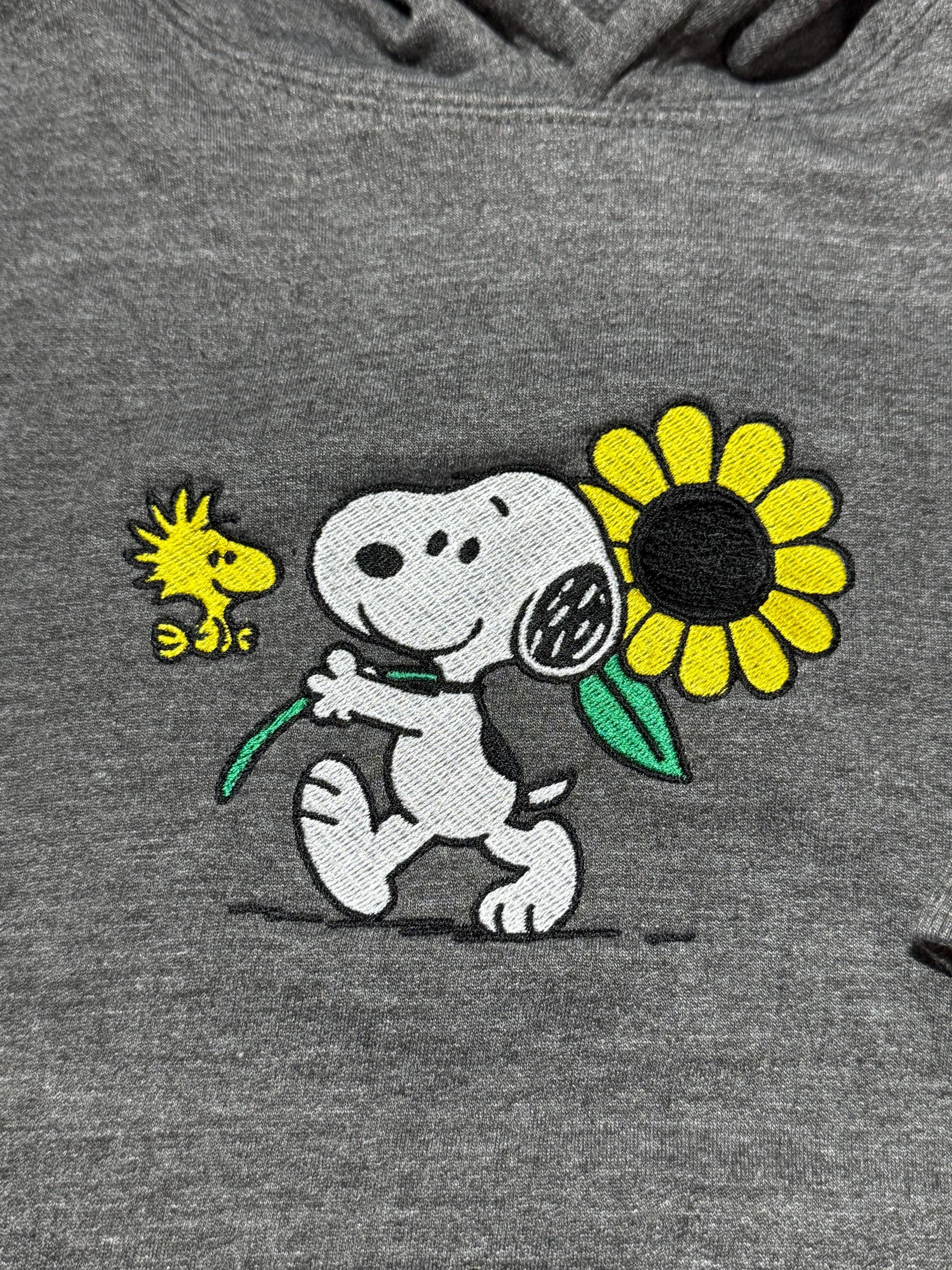 Snoopy dog sunflower Embroidered Hoody - Front, Back and both Logo Designs - Adult and Children