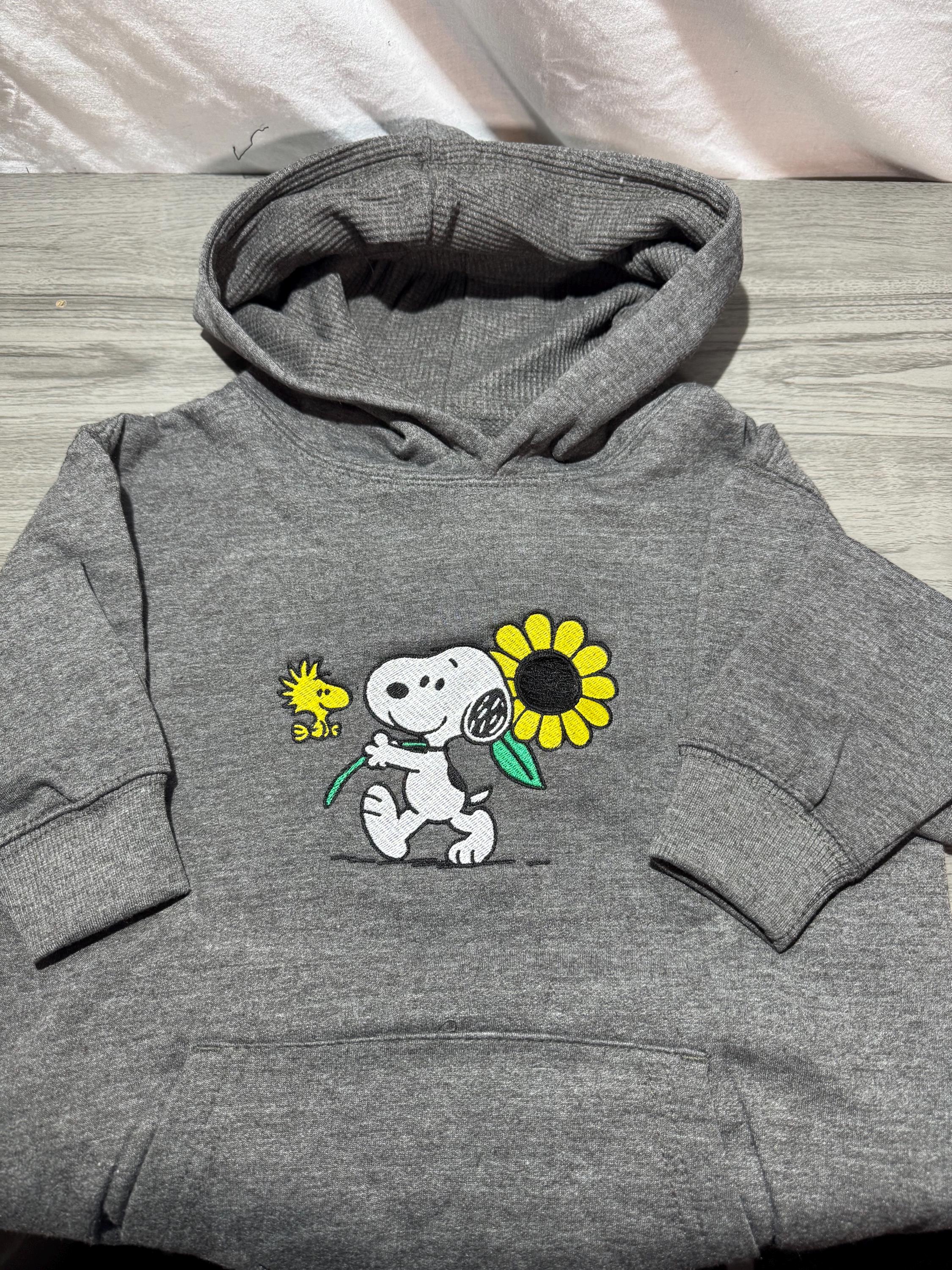 Snoopy dog sunflower Embroidered Hoody - Front, Back and both Logo Designs - Adult and Children