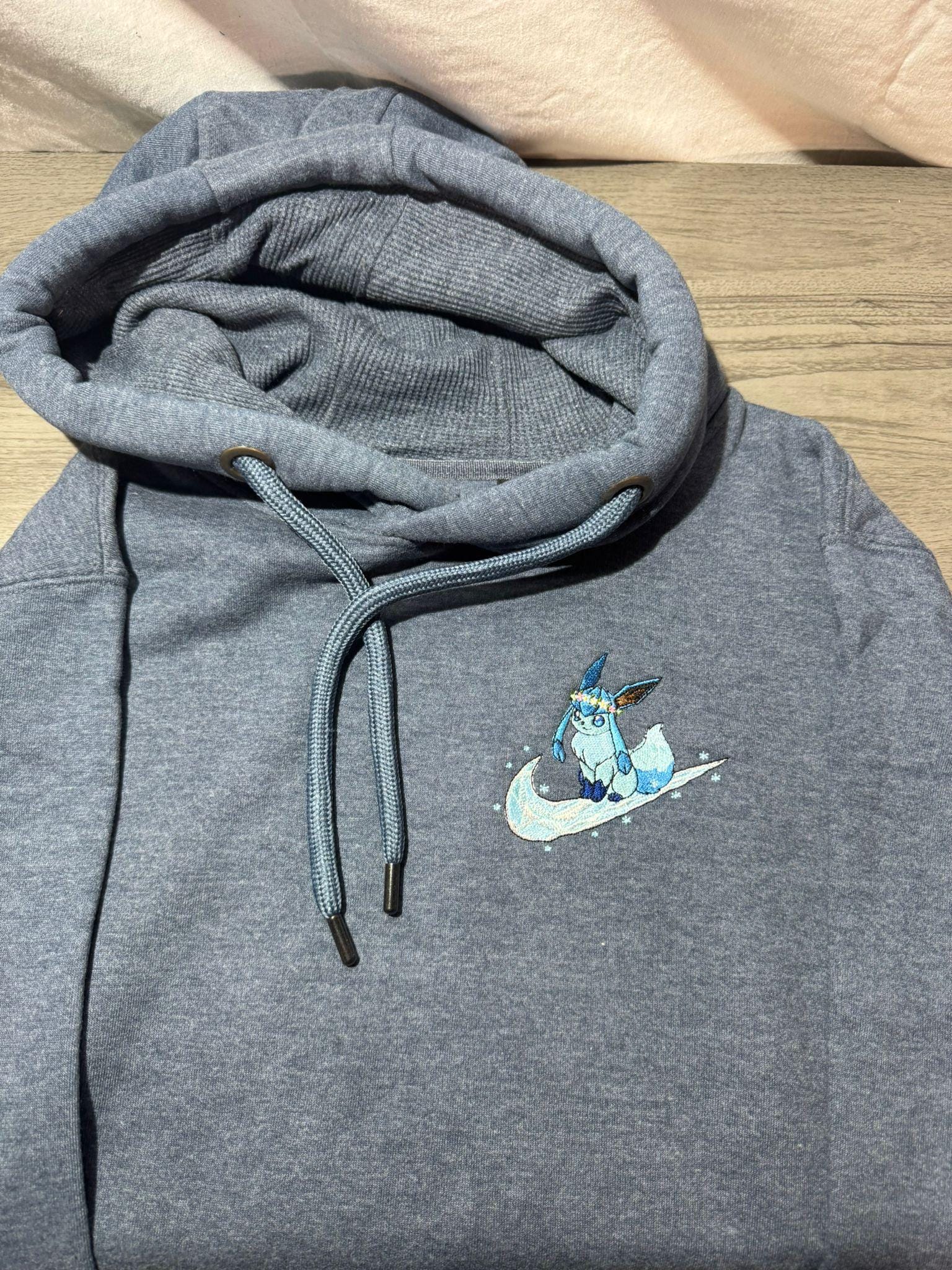 Glaceon Custom Embroidered Hoody - Front, Back and both Logo Designs - Adult and Children