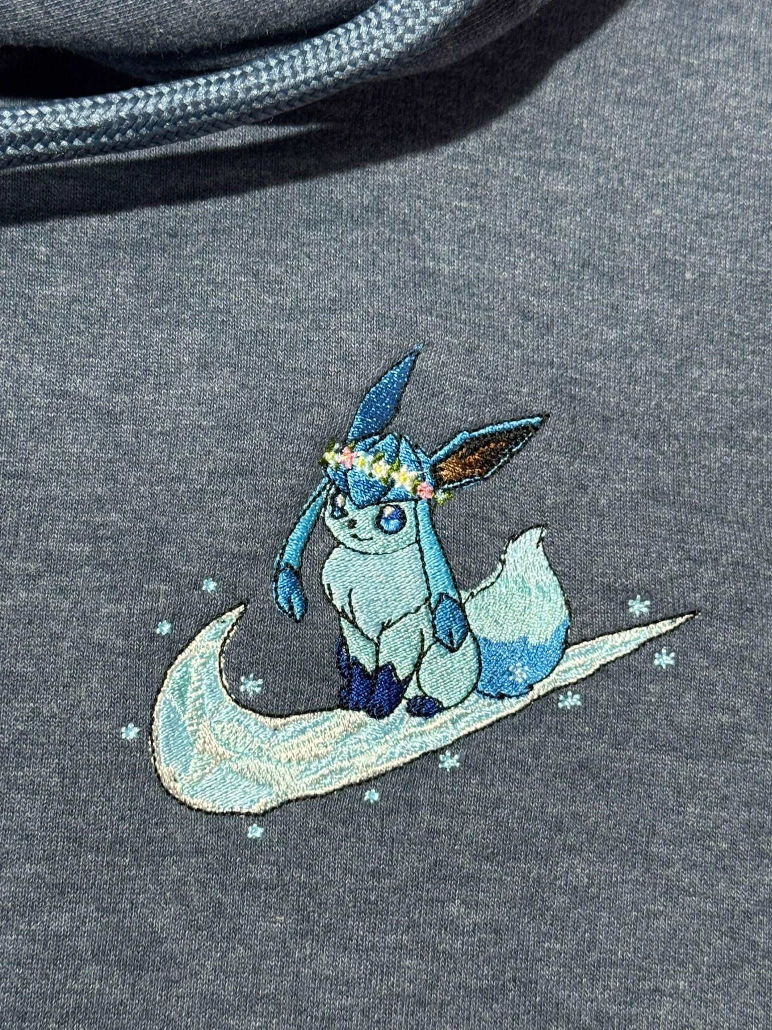 Glaceon Custom Embroidered Hoody - Front, Back and both Logo Designs - Adult and Children