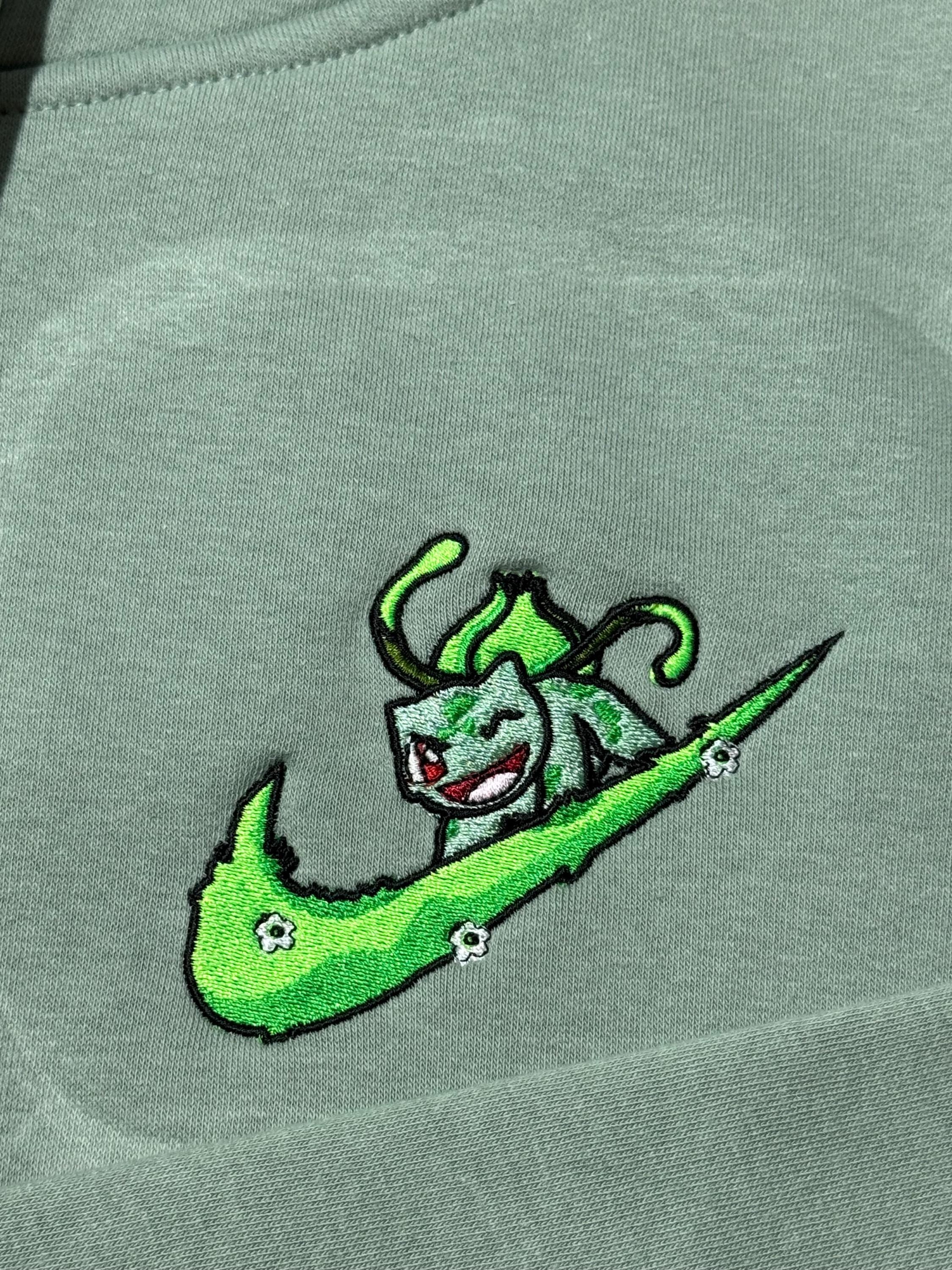 Bulbasaur Custom Embroidered Hoody - Front, Back and both Logo Designs - Adult and Children