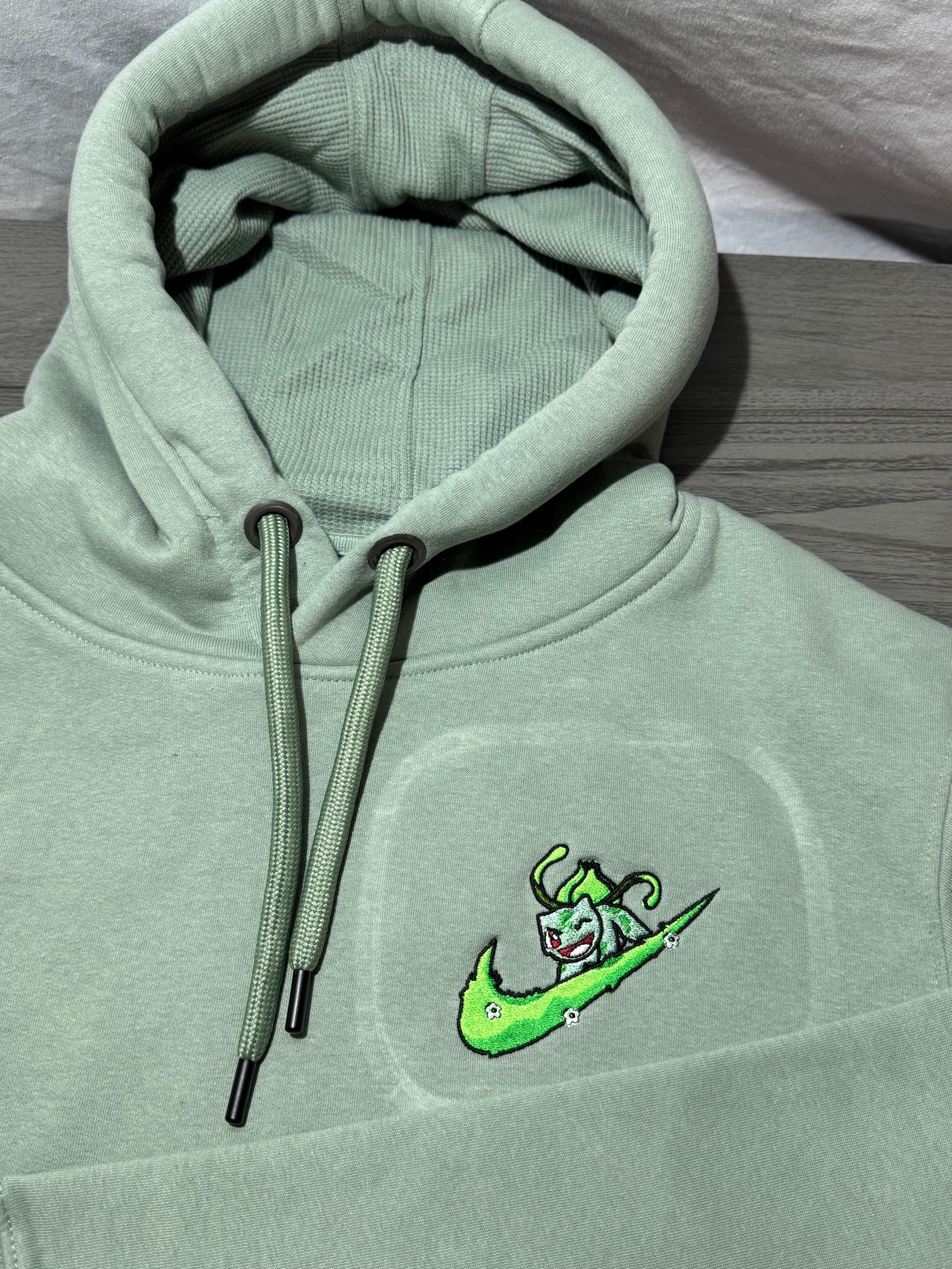Bulbasaur Custom Embroidered Hoody - Front, Back and both Logo Designs - Adult and Children