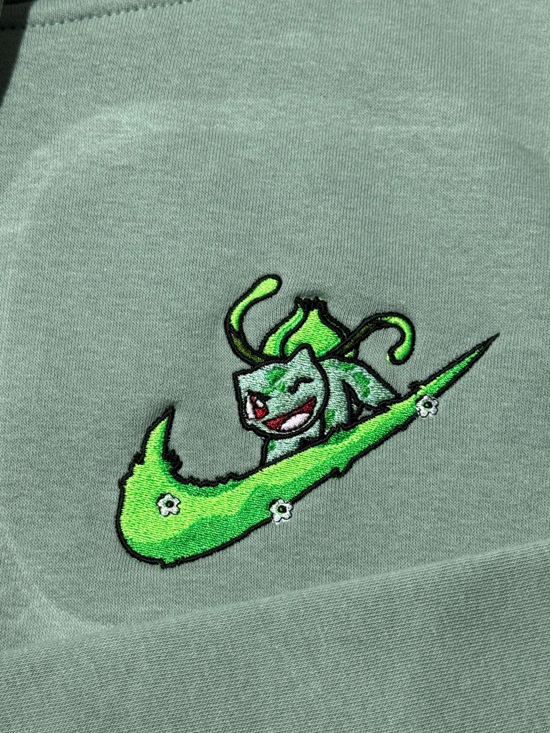 Bulbasaur Custom Embroidered Hoody - Front, Back and both Logo Designs - Adult and Children