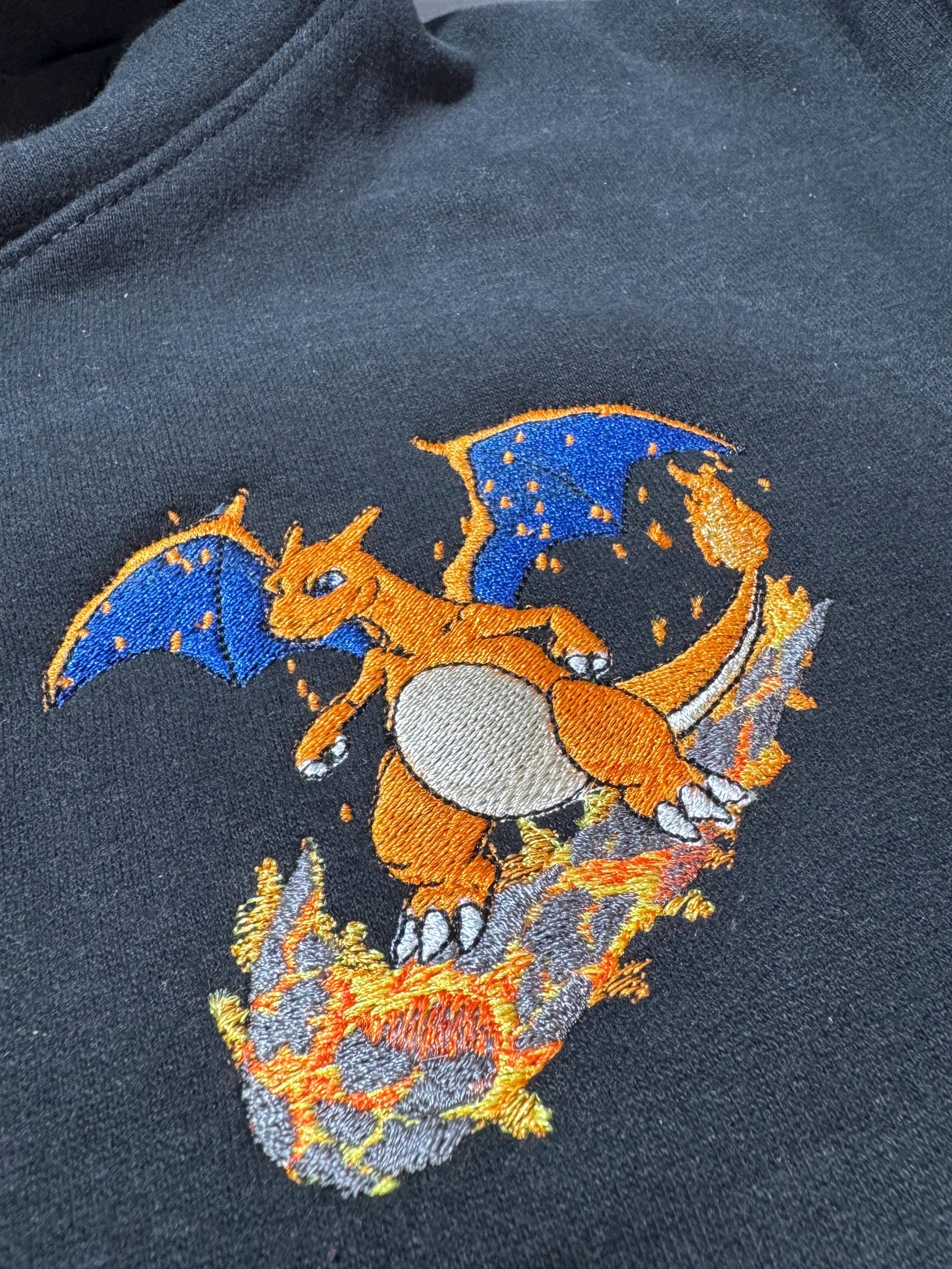Fire Dragon Custom Embroidered Hoody - Front, Back and both Logo Designs - Adult and Children