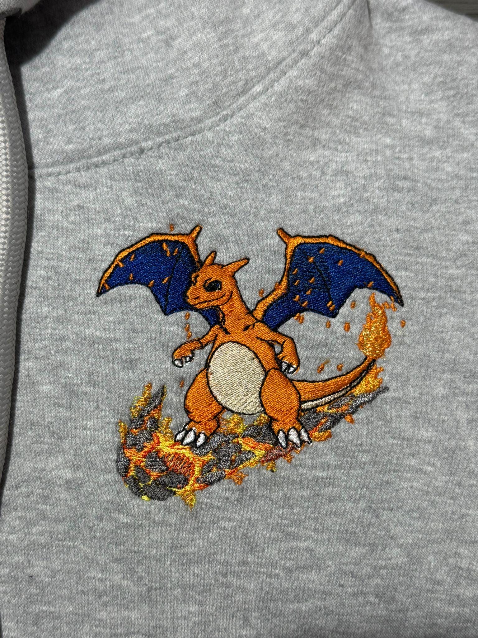 Fire Dragon Custom Embroidered Hoody - Front, Back and both Logo Designs - Adult and Children