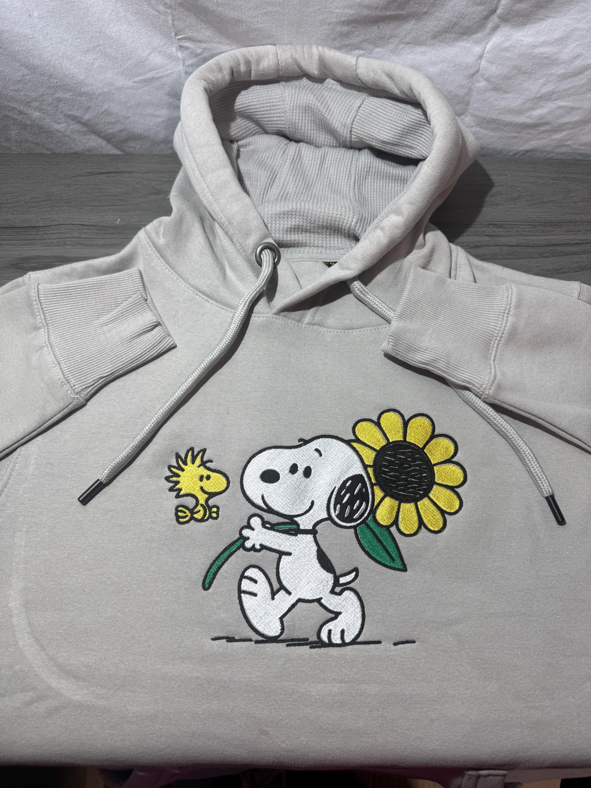 Snoopy dog sunflower Embroidered Hoody - Front, Back and both Logo Designs - Adult and Children